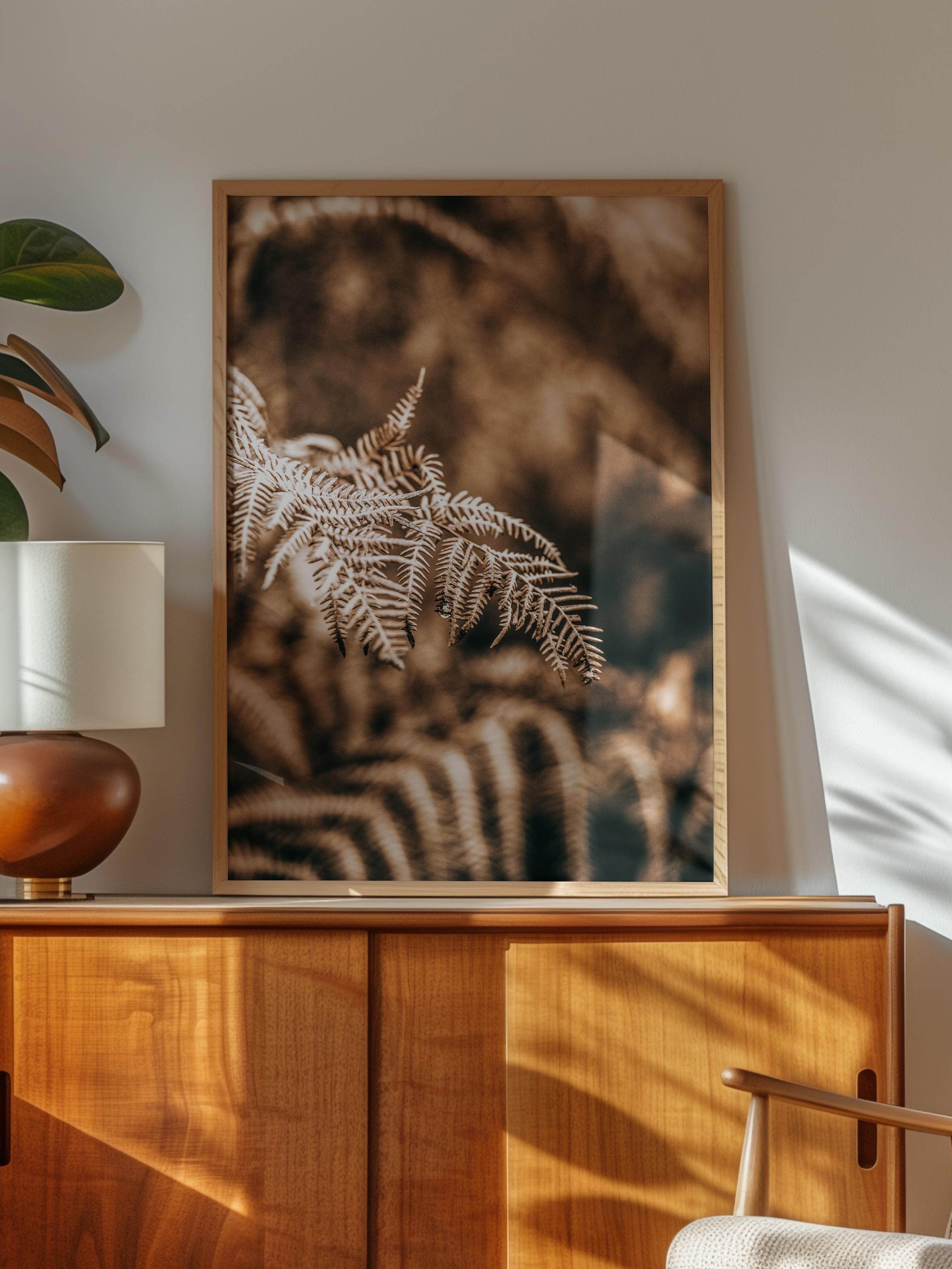 Rustic Çerçevesiz Poster, İskandinav Kahverengi Poster, NO:456 Eğrelti Otu Fotoğraf