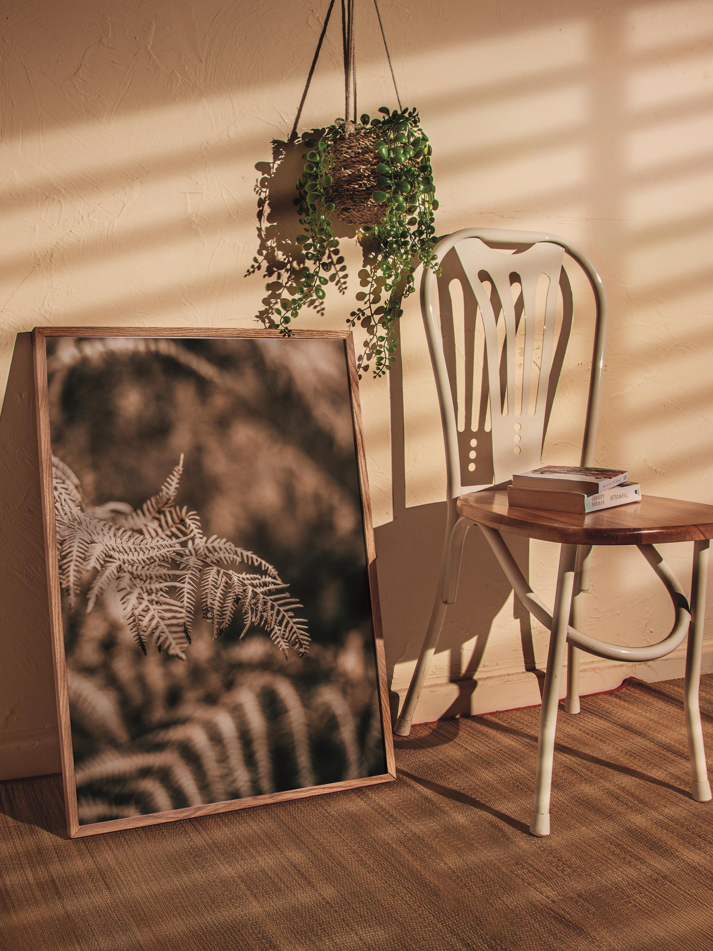 Rustic Çerçevesiz Poster, İskandinav Kahverengi Poster, NO:456 Eğrelti Otu Fotoğraf