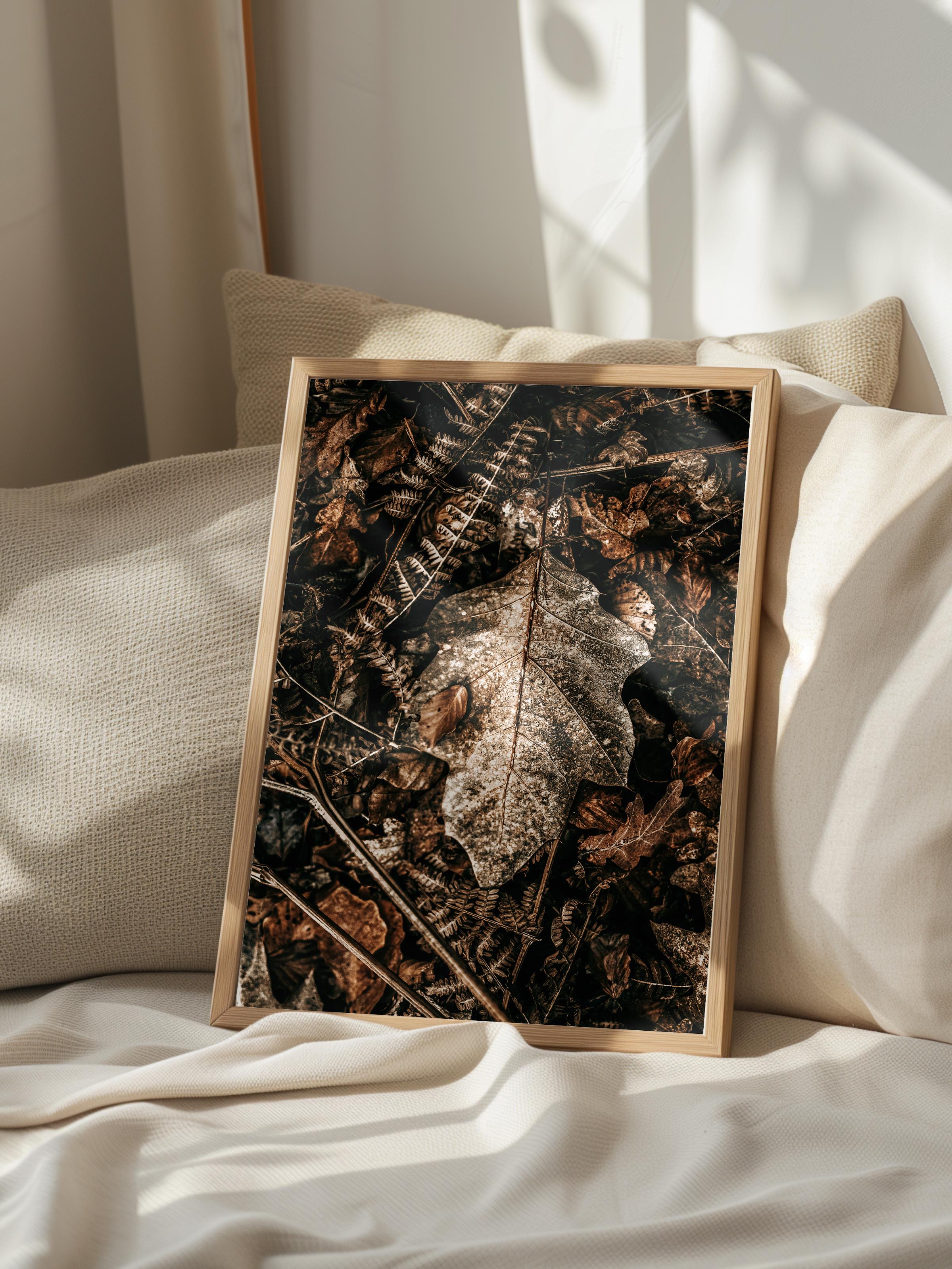 Rustic Çerçevesiz Poster, İskandinav Kahverengi Poster, NO:458 Yapraklar Fotoğraf