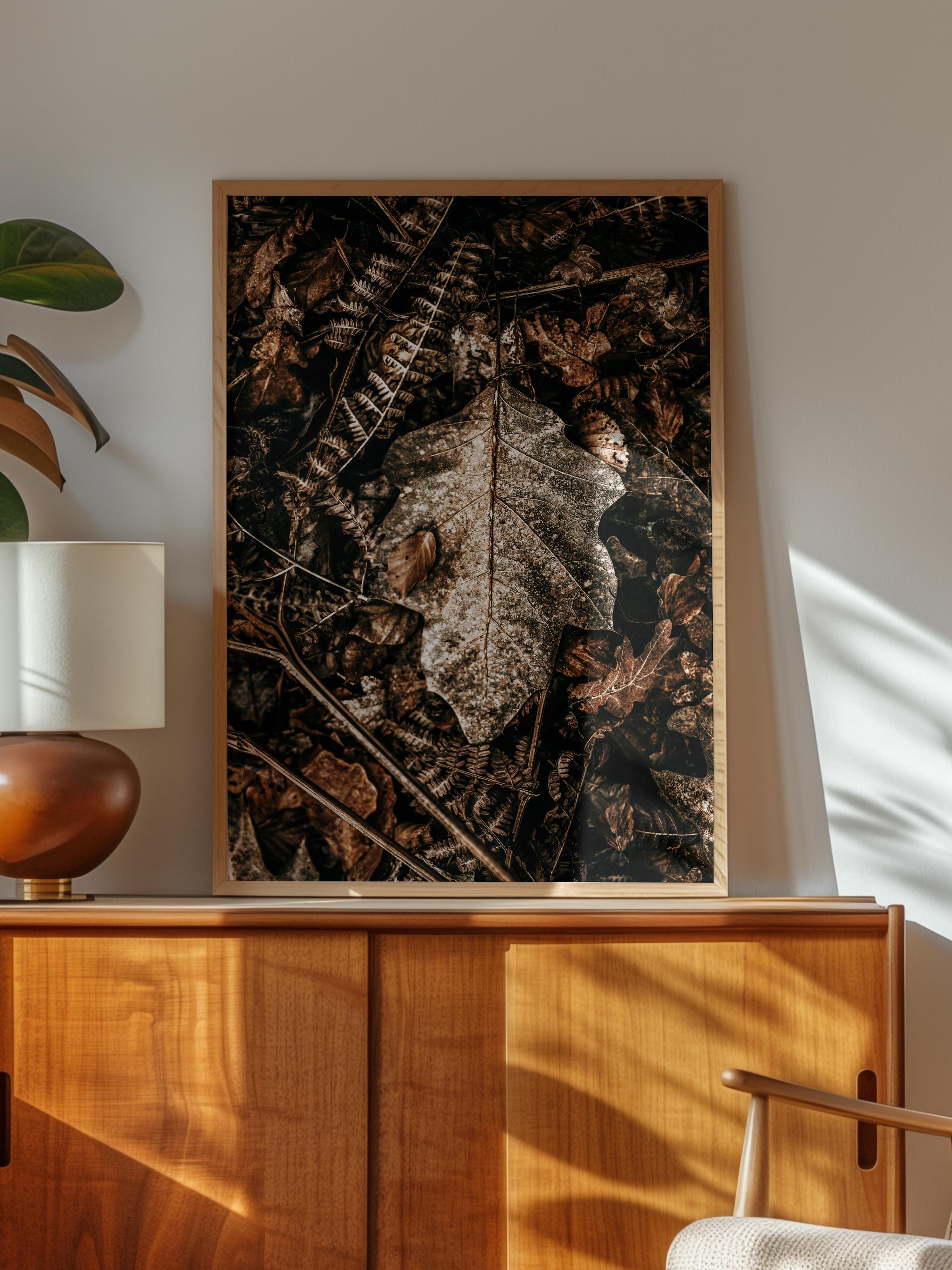 Rustic Çerçevesiz Poster, İskandinav Kahverengi Poster, NO:458 Yapraklar Fotoğraf