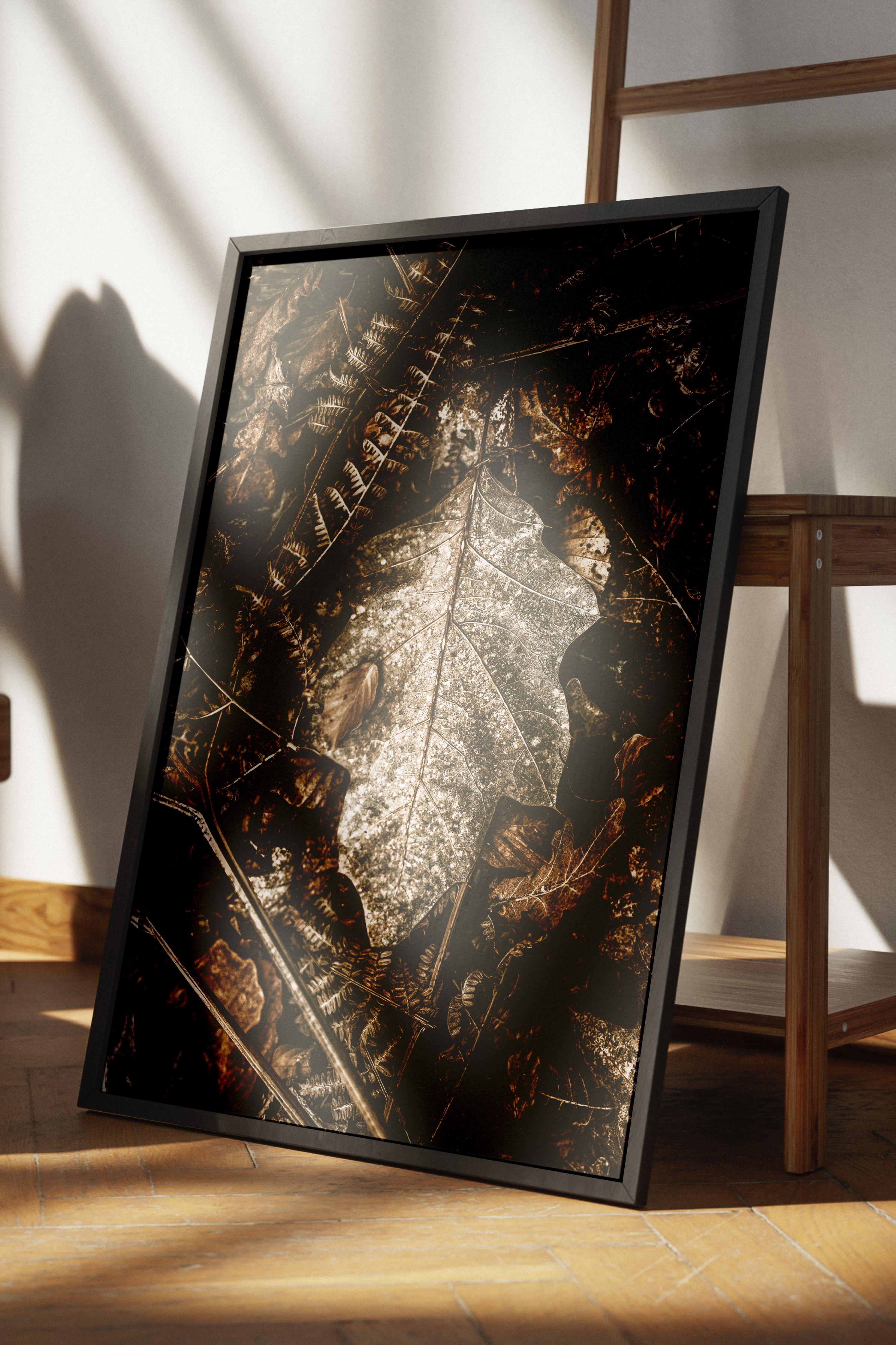 Rustic Çerçevesiz Poster, İskandinav Kahverengi Poster, NO:458 Yapraklar Fotoğraf