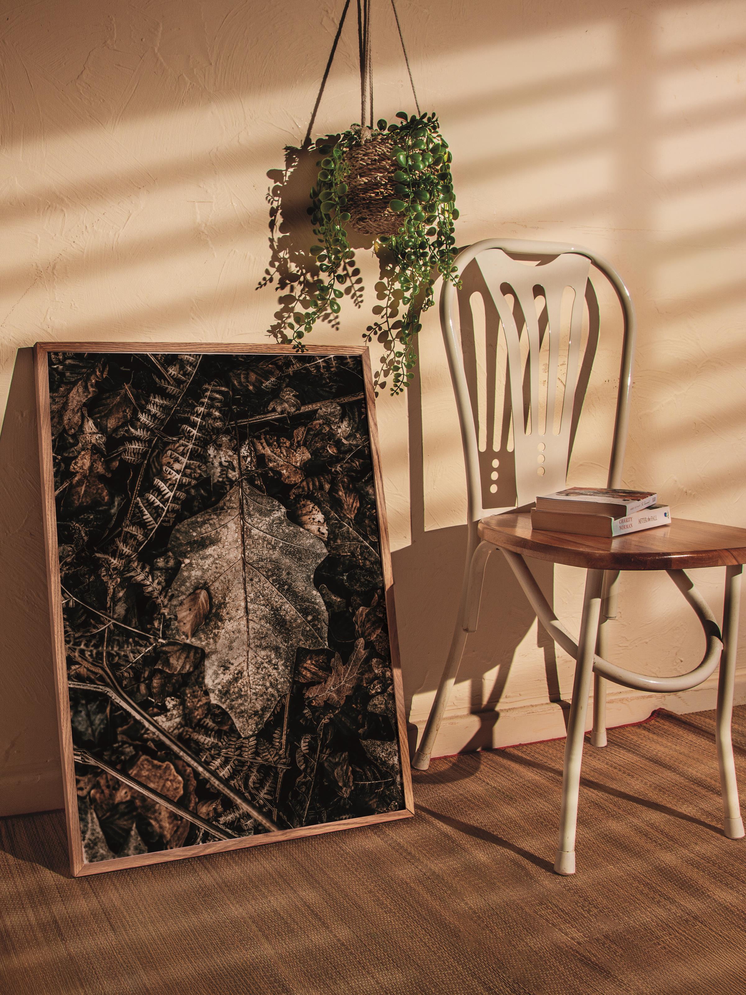 Rustic Çerçevesiz Poster, İskandinav Kahverengi Poster, NO:458 Yapraklar Fotoğraf