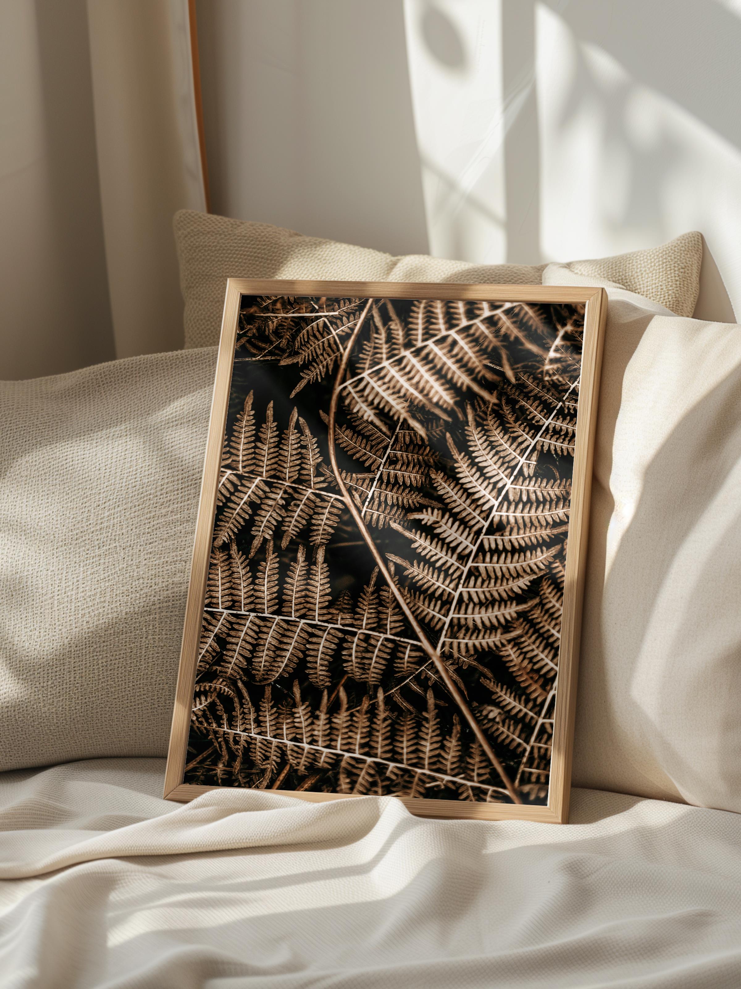 Rustic Çerçevesiz Poster, İskandinav Kahverengi Poster, NO:459 Eğrelti Otu Fotoğraf