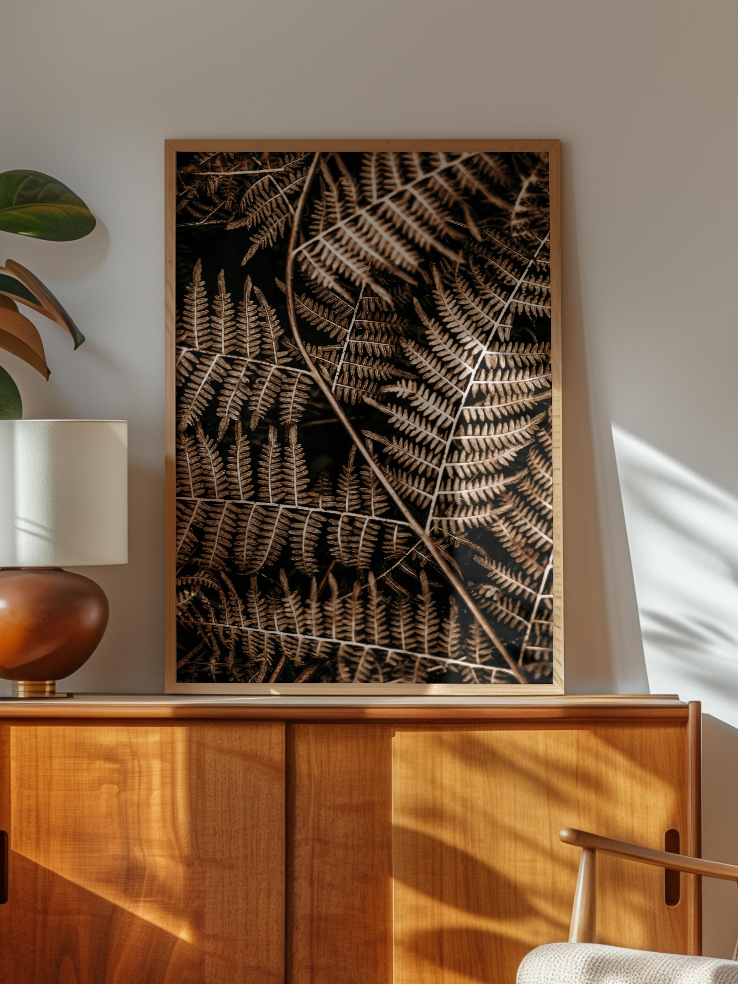 Rustic Çerçevesiz Poster, İskandinav Kahverengi Poster, NO:459 Eğrelti Otu Fotoğraf