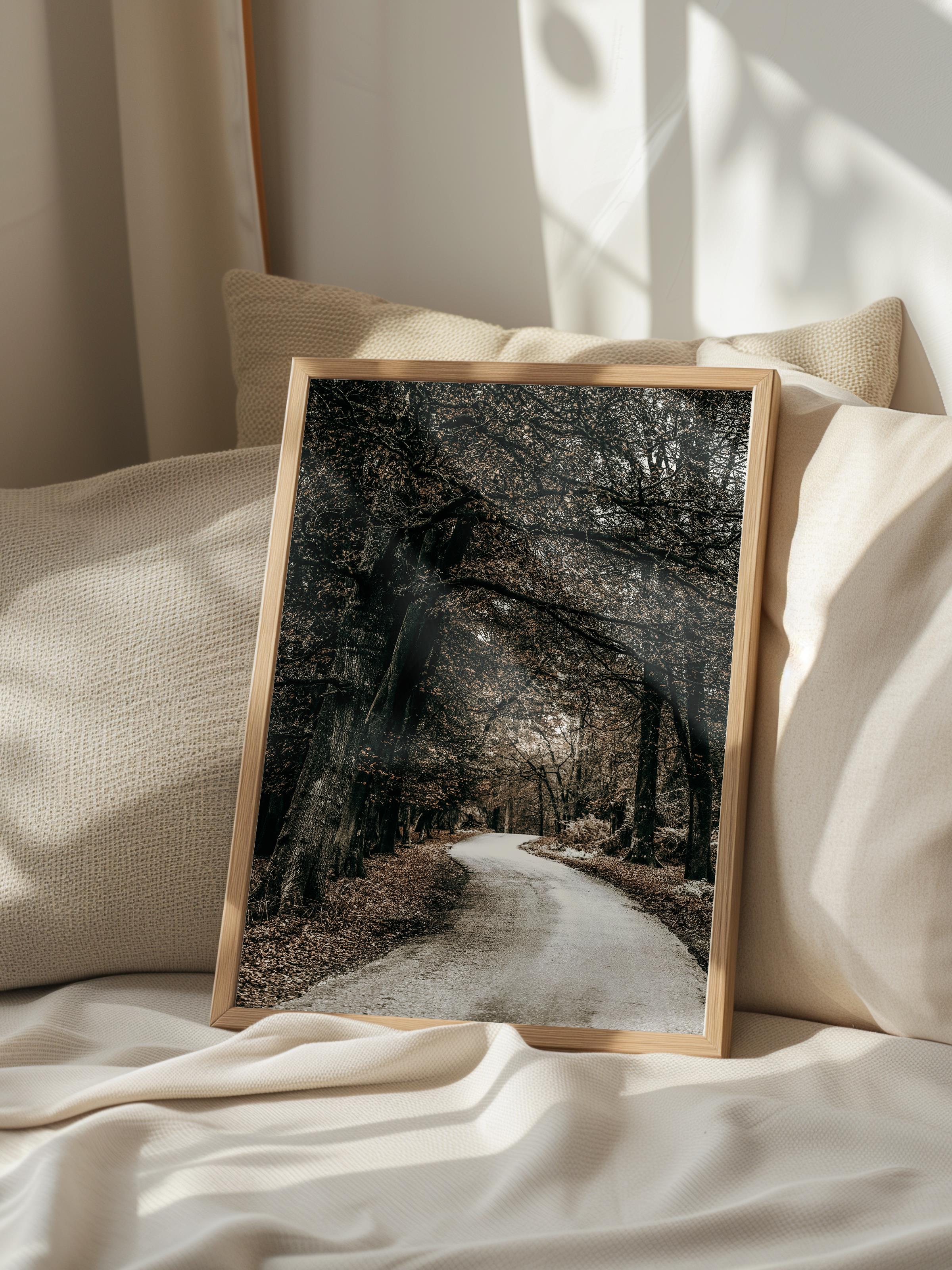 Rustic Çerçevesiz Poster, İskandinav Kahverengi Poster, NO:460 Yol Fotoğraf