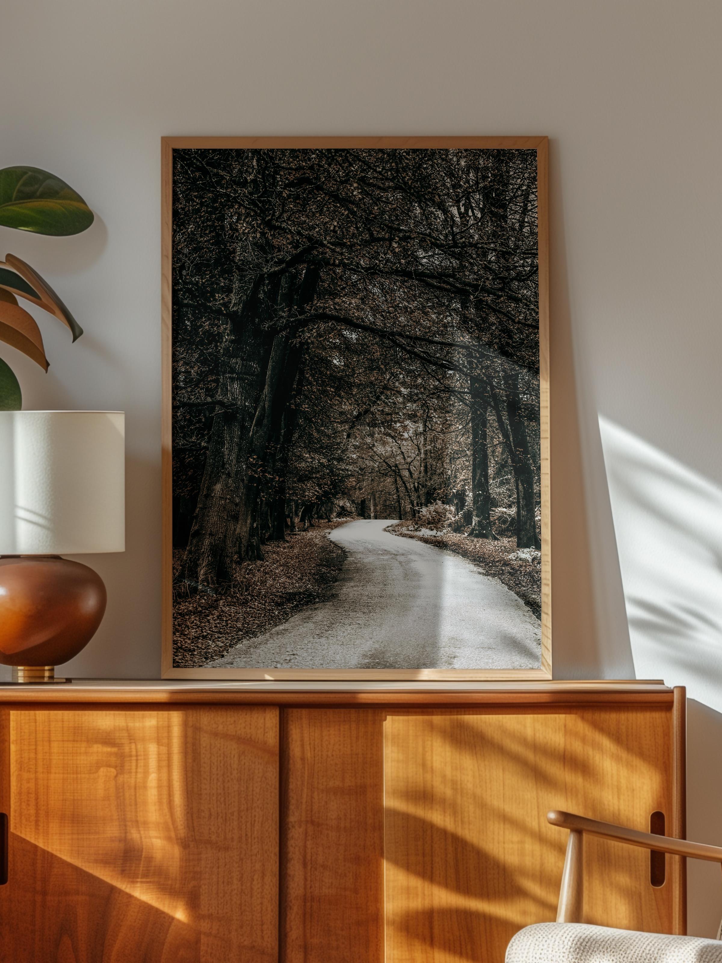 Rustic Çerçevesiz Poster, İskandinav Kahverengi Poster, NO:460 Yol Fotoğraf
