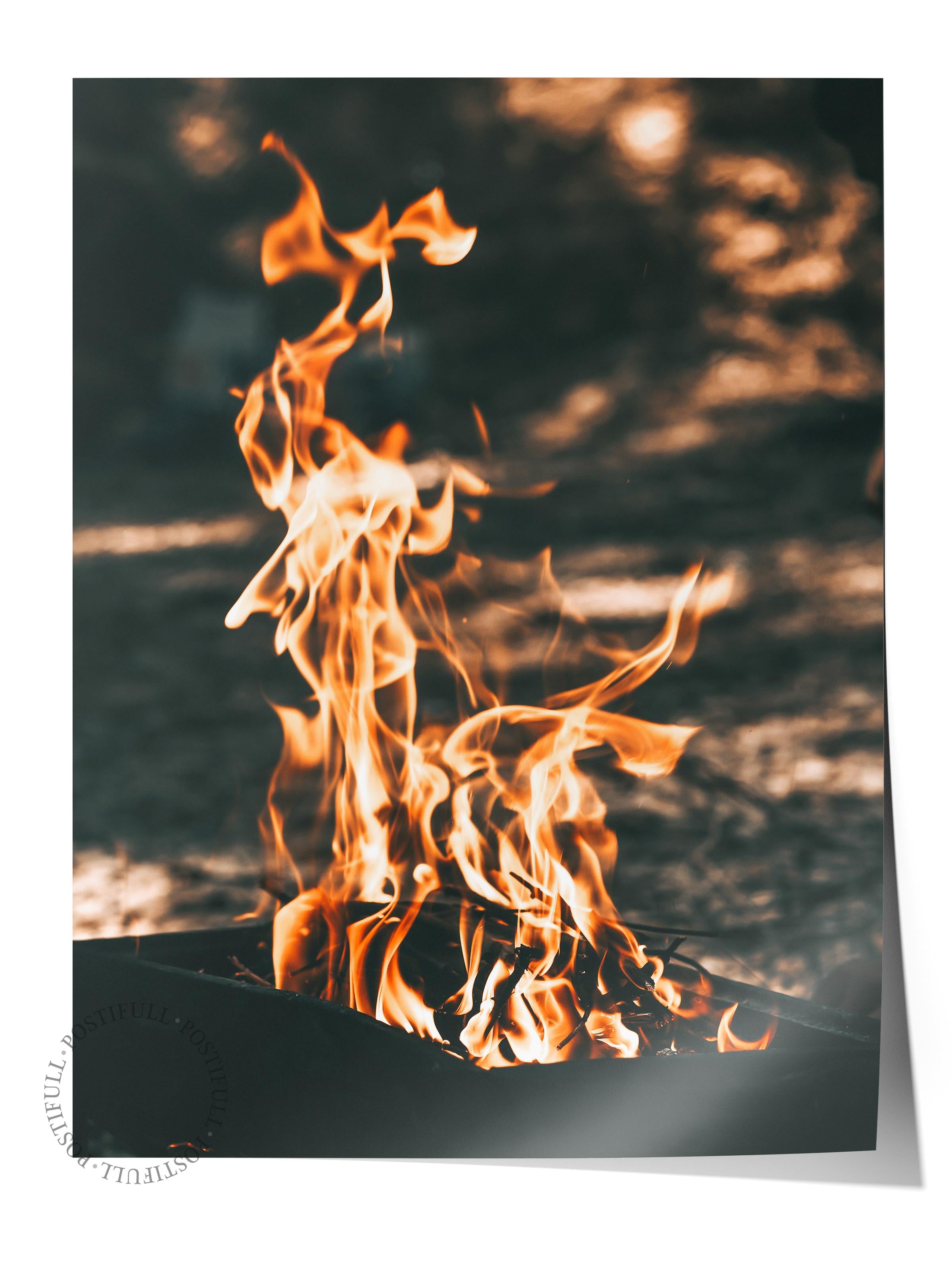 Rustic Çerçevesiz Poster, İskandinav Kahverengi Poster, NO:461 Ateş Fotoğraf
