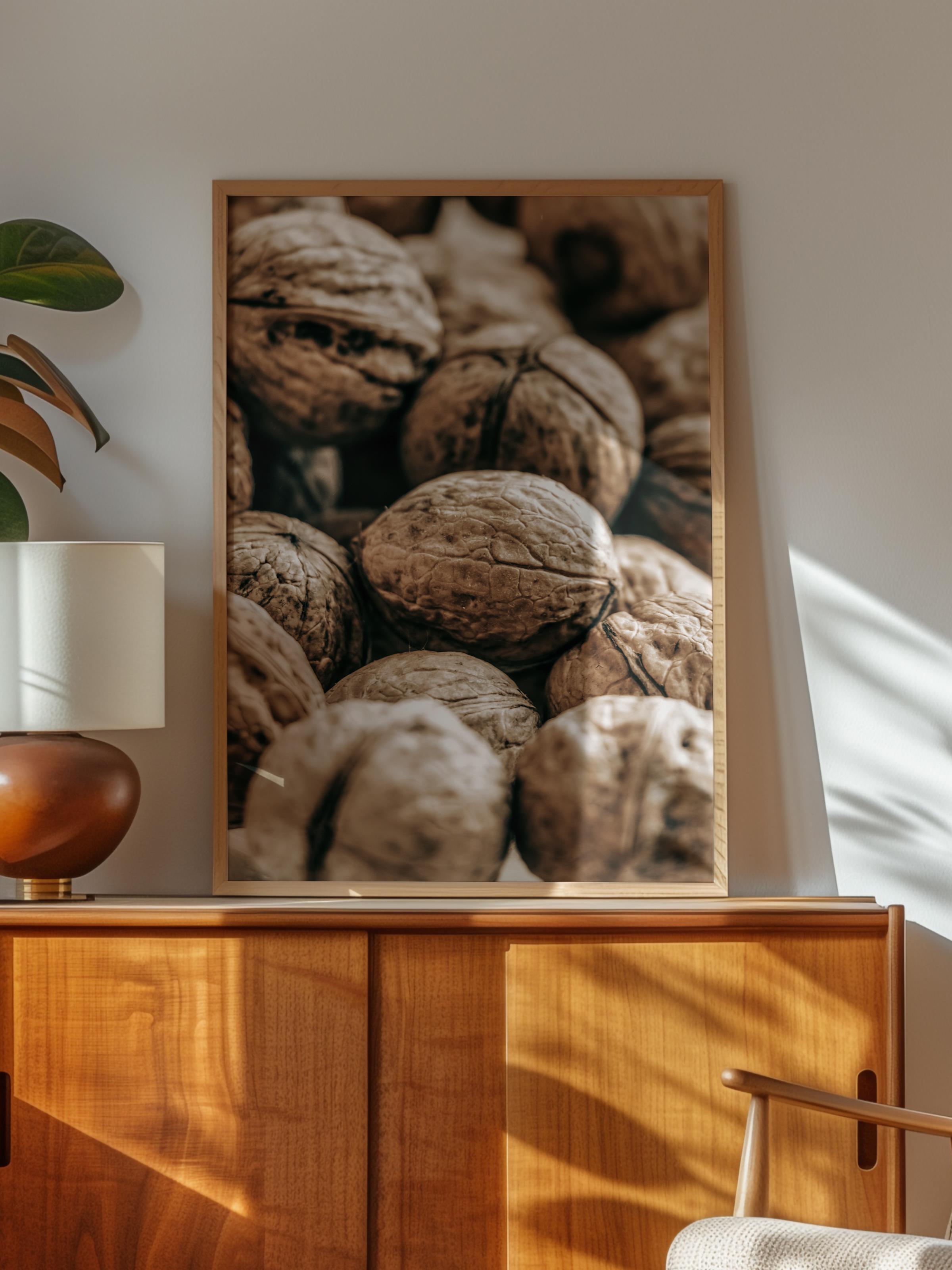 Rustic Çerçevesiz Poster, İskandinav Kahverengi Poster, NO:464 Cevizler Fotoğraf