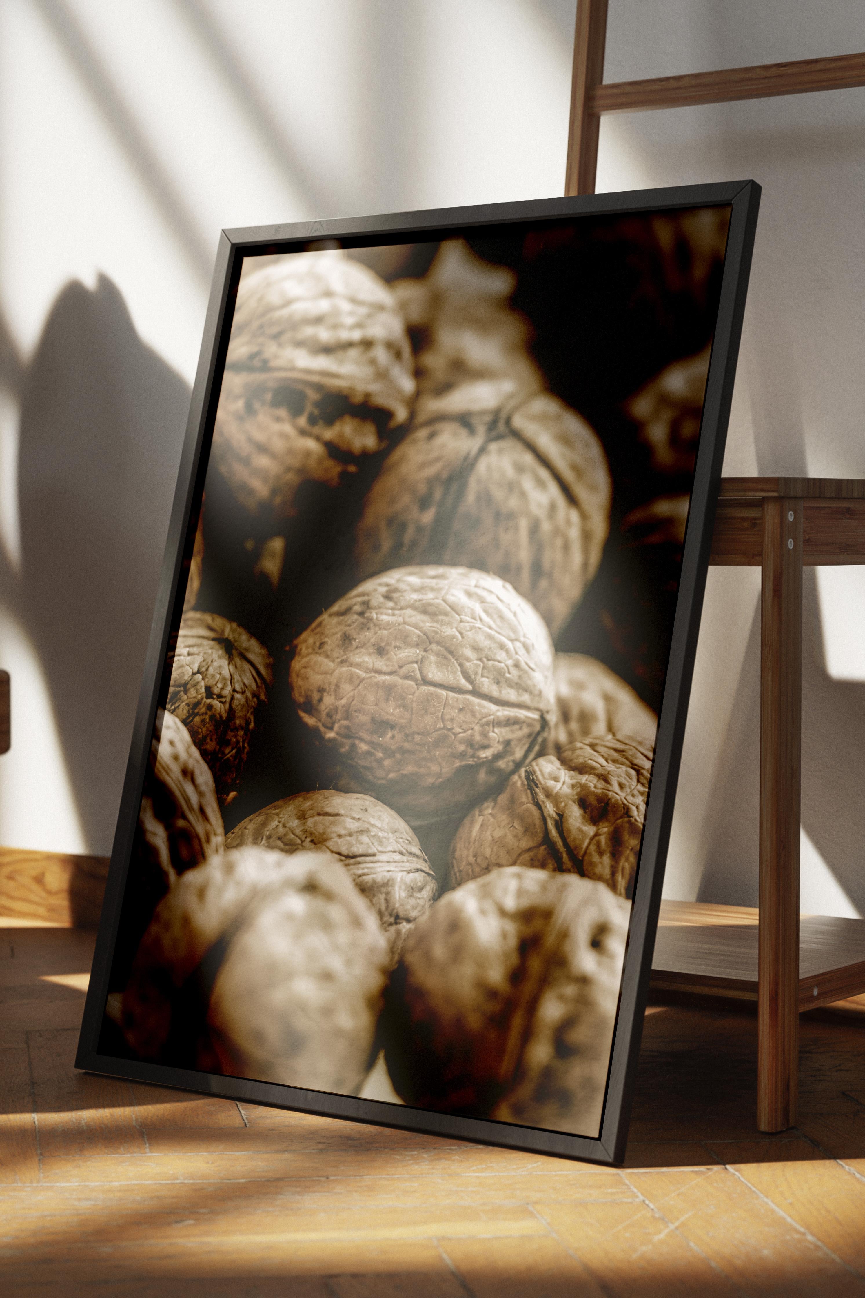 Rustic Çerçevesiz Poster, İskandinav Kahverengi Poster, NO:464 Cevizler Fotoğraf