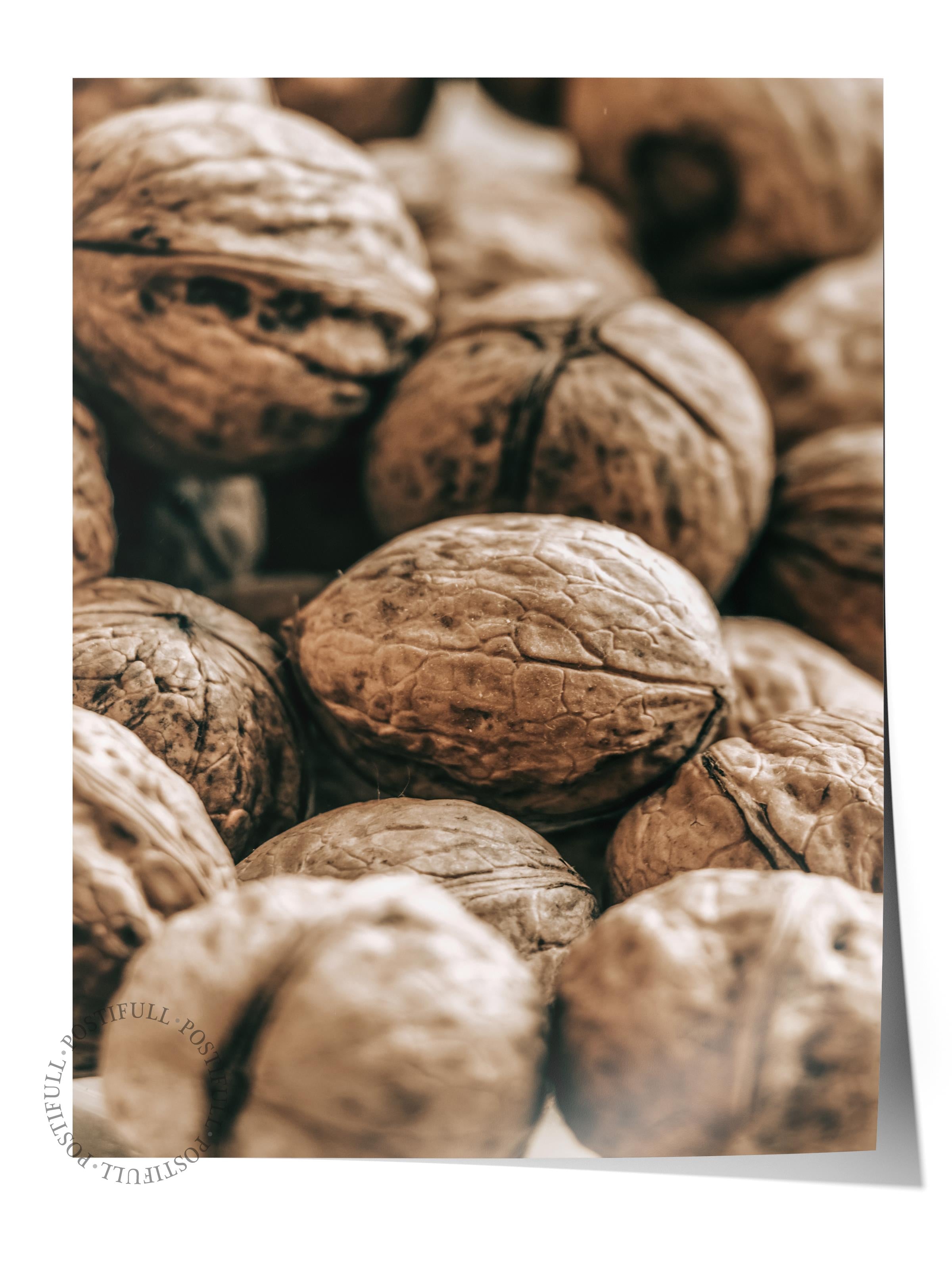 Rustic Çerçevesiz Poster, İskandinav Kahverengi Poster, NO:464 Cevizler Fotoğraf