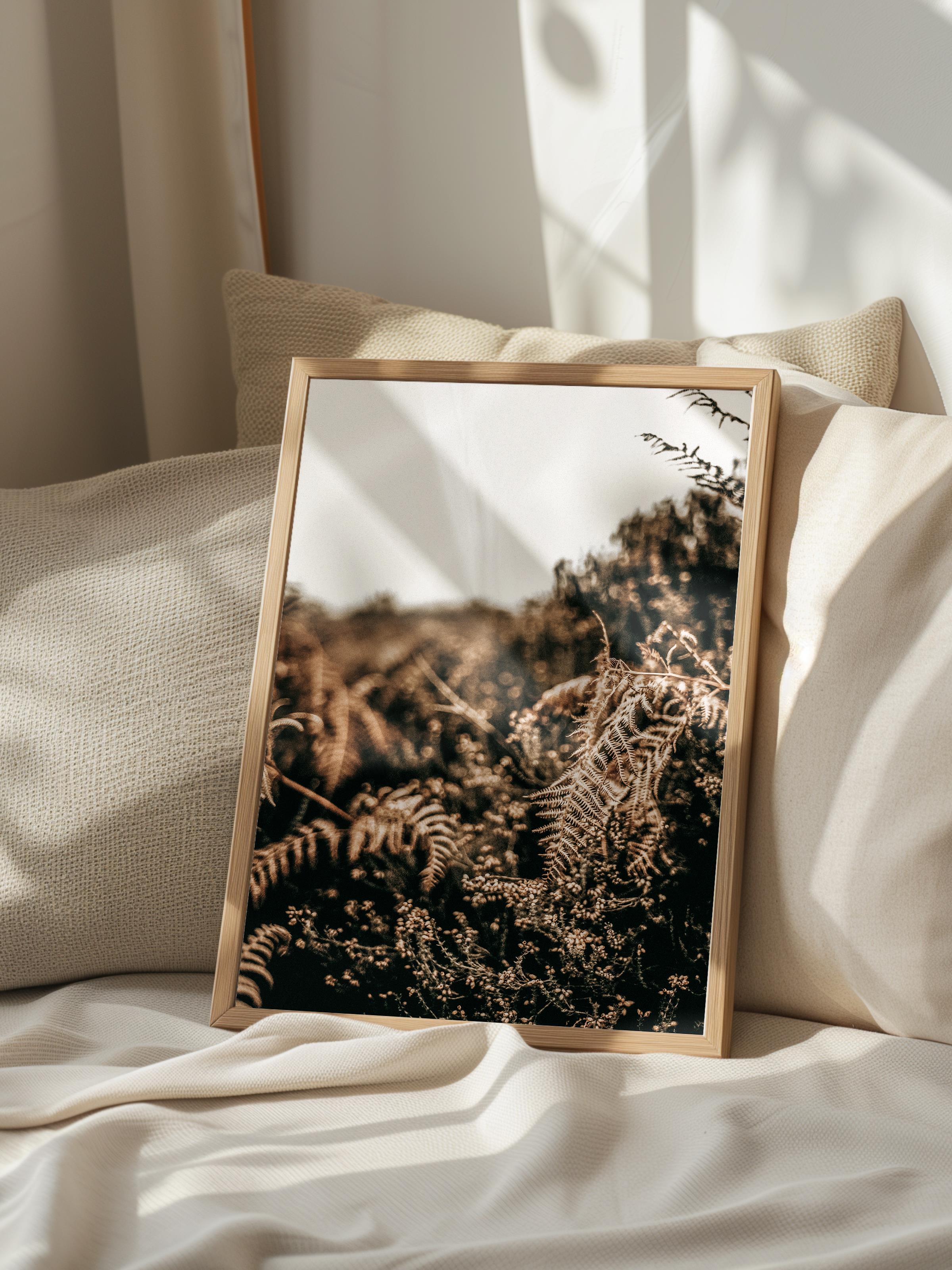 Rustic Çerçevesiz Poster, İskandinav Kahverengi Poster, NO:466 Eğrelti Otu Fotoğraf