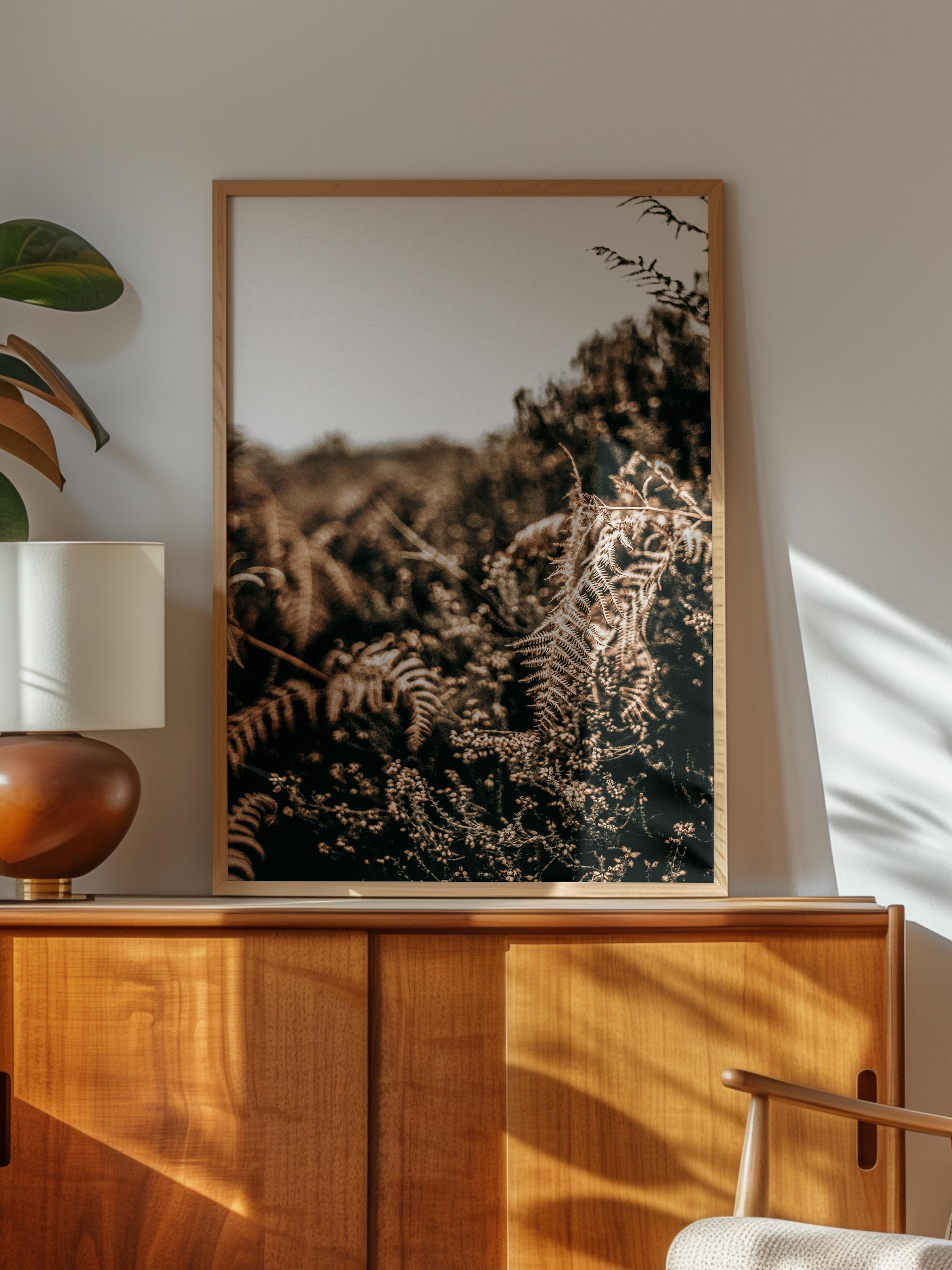Rustic Çerçevesiz Poster, İskandinav Kahverengi Poster, NO:466 Eğrelti Otu Fotoğraf
