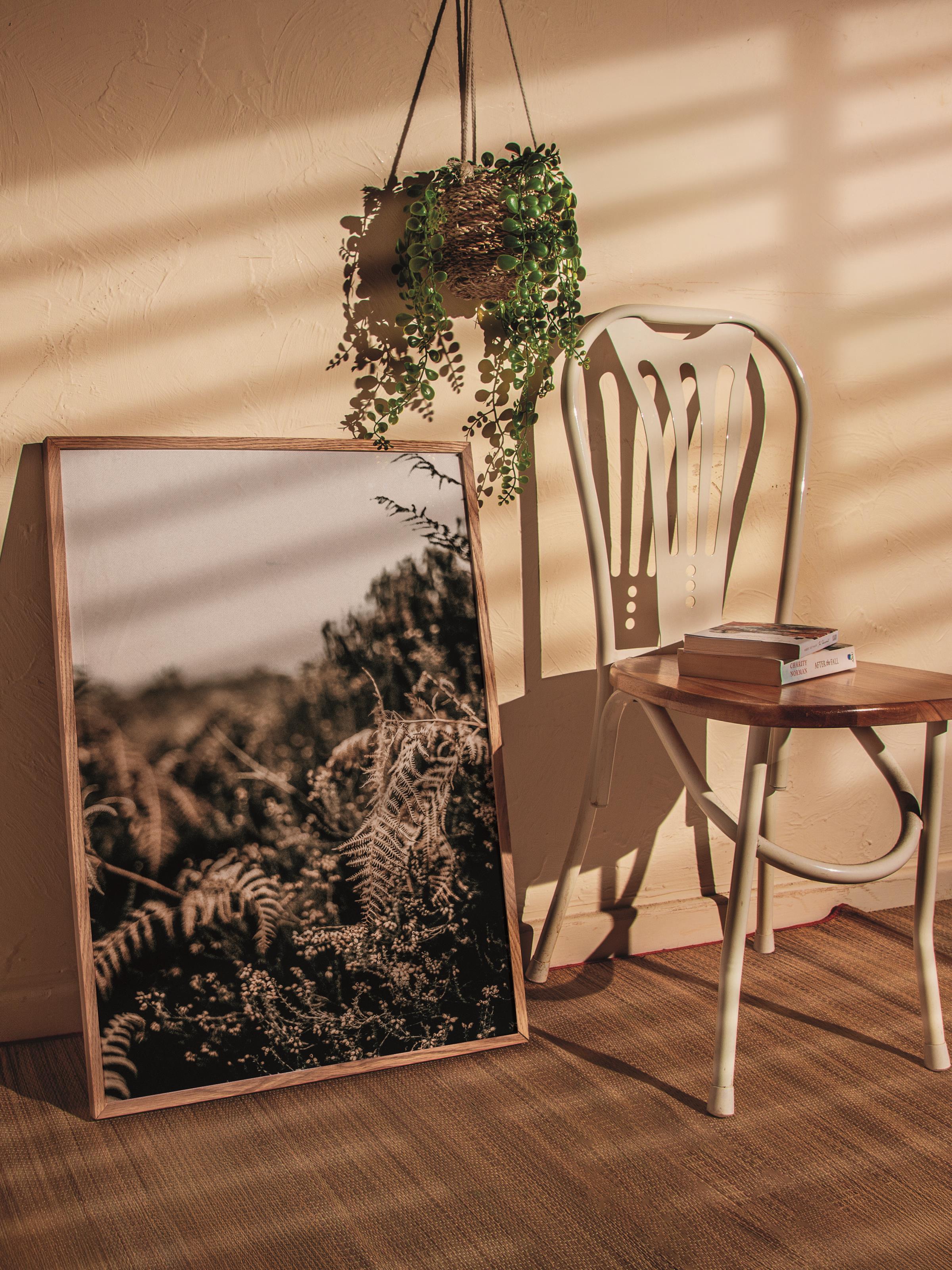 Rustic Çerçevesiz Poster, İskandinav Kahverengi Poster, NO:466 Eğrelti Otu Fotoğraf