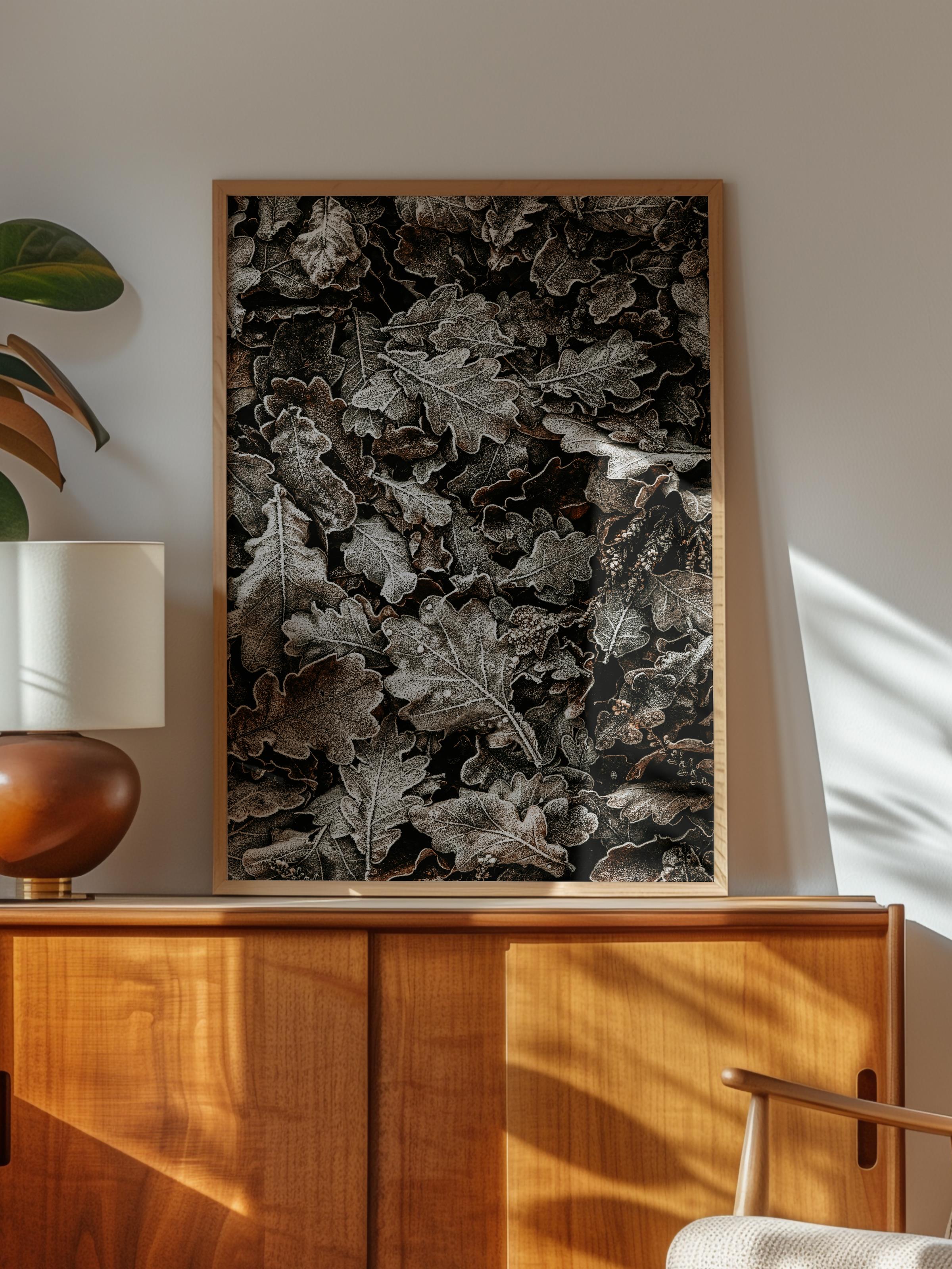 Rustic Çerçevesiz Poster, İskandinav Kahverengi Poster, NO:469 Yapraklar Fotoğraf