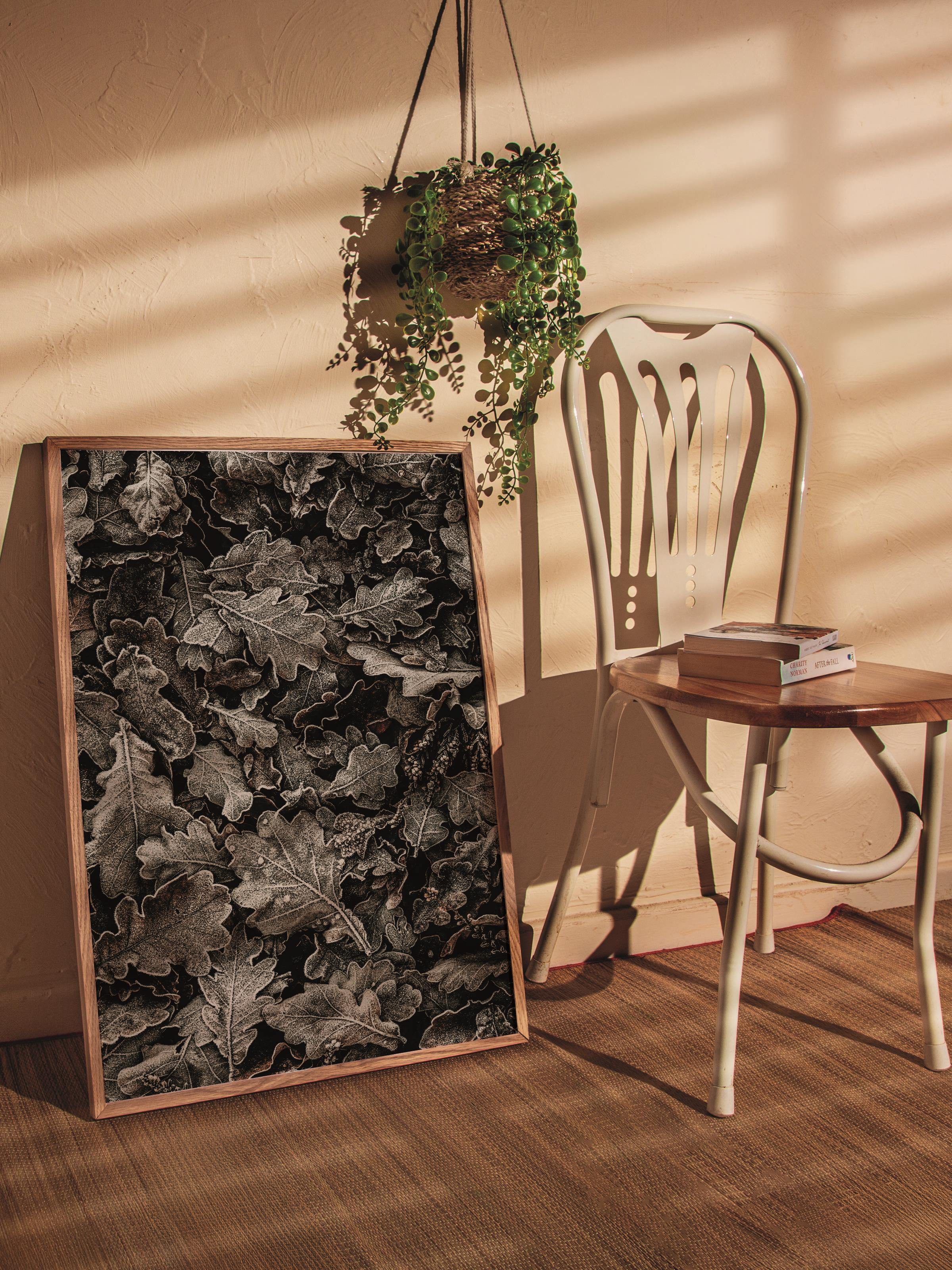 Rustic Çerçevesiz Poster, İskandinav Kahverengi Poster, NO:469 Yapraklar Fotoğraf