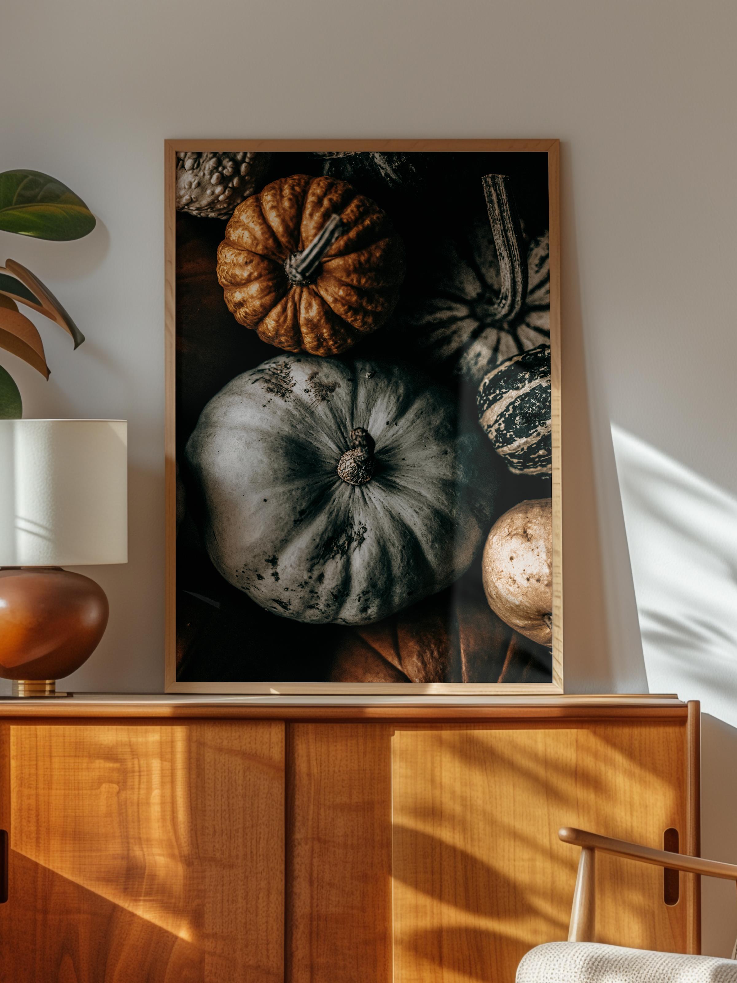 Rustic Çerçevesiz Poster, İskandinav Kahverengi Poster, NO:472 Kabaklar Fotoğraf