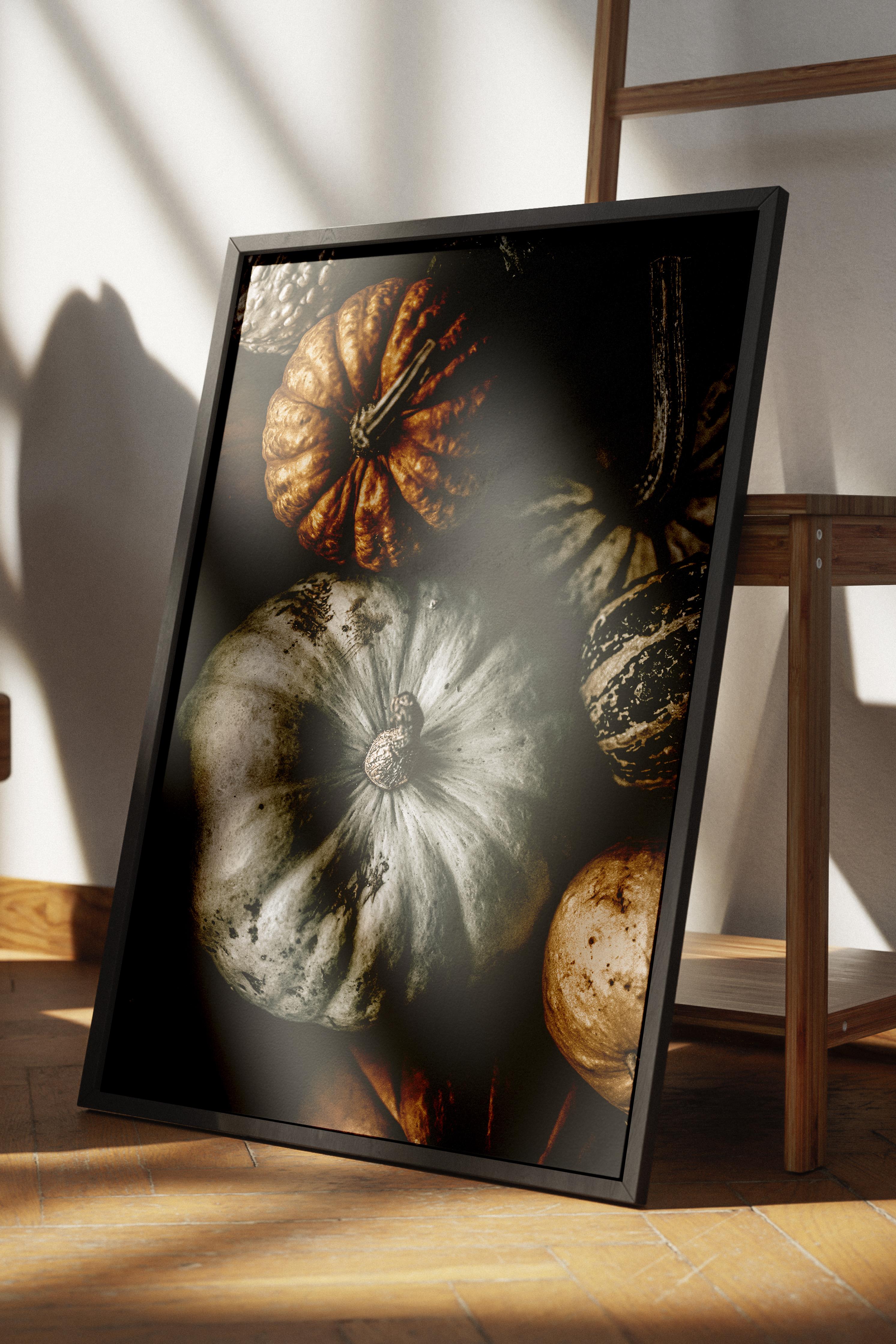 Rustic Çerçevesiz Poster, İskandinav Kahverengi Poster, NO:472 Kabaklar Fotoğraf