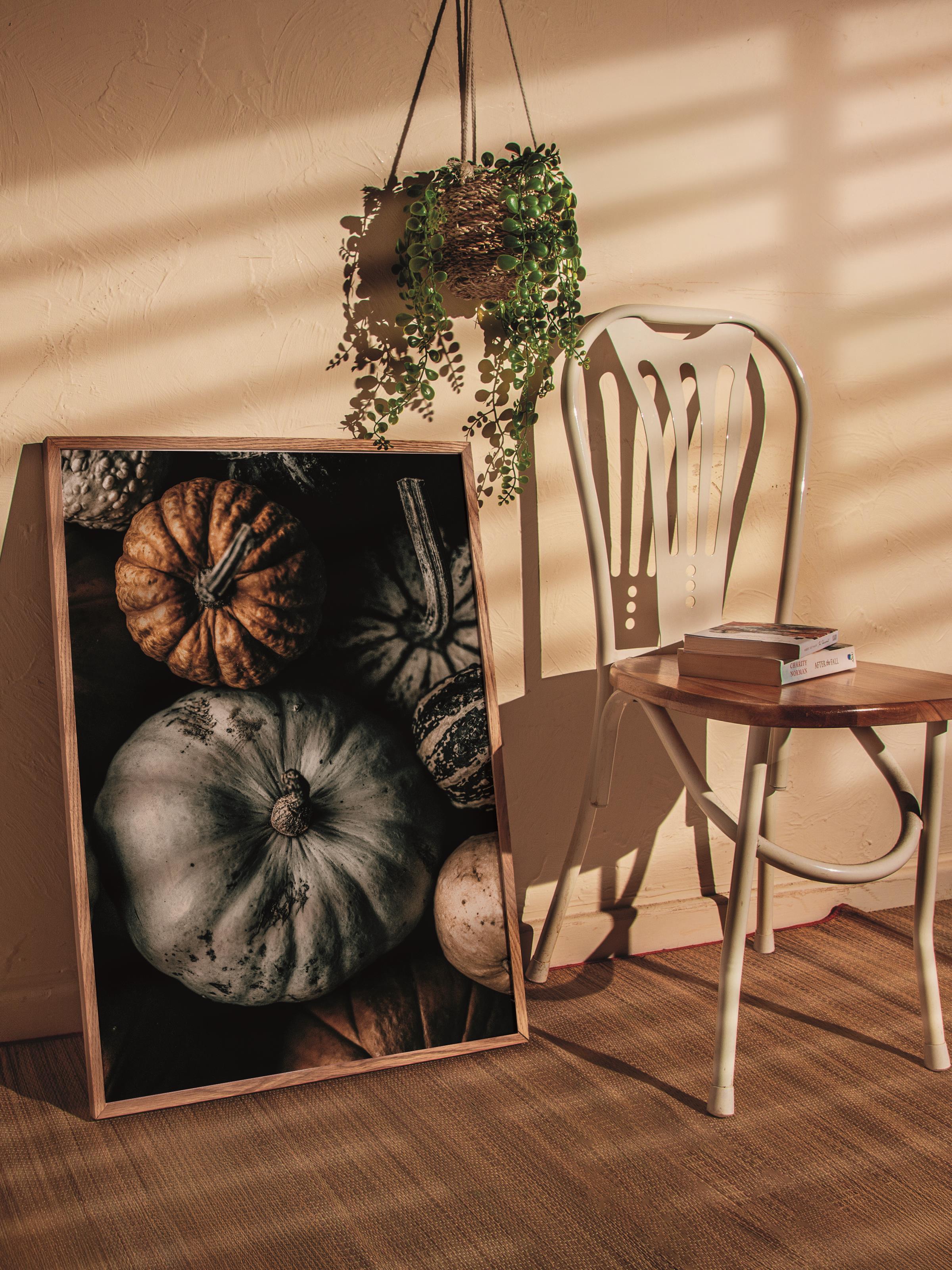 Rustic Çerçevesiz Poster, İskandinav Kahverengi Poster, NO:472 Kabaklar Fotoğraf