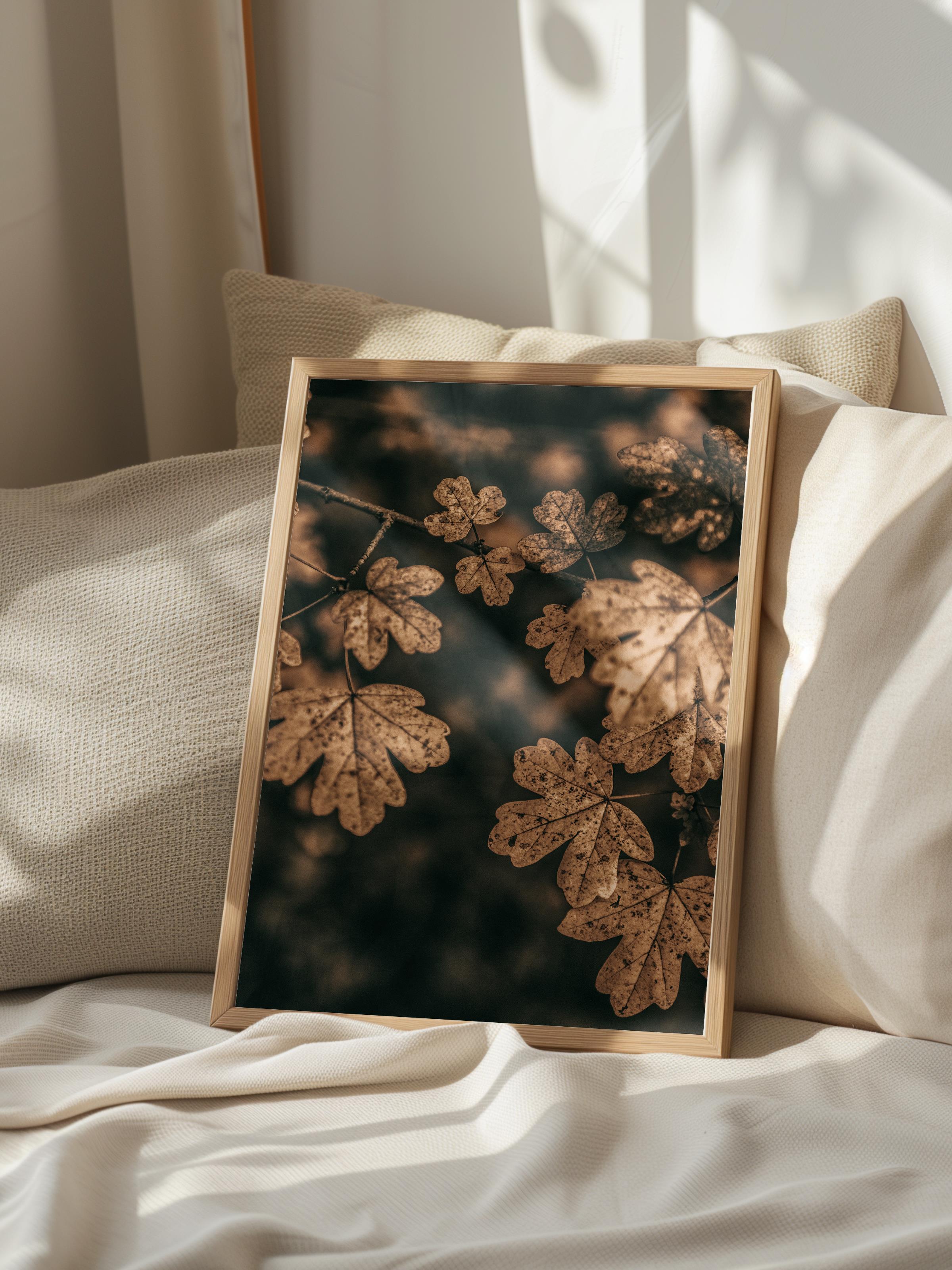 Rustic Çerçevesiz Poster, İskandinav Kahverengi Poster, NO:474 Yapraklar Fotoğraf