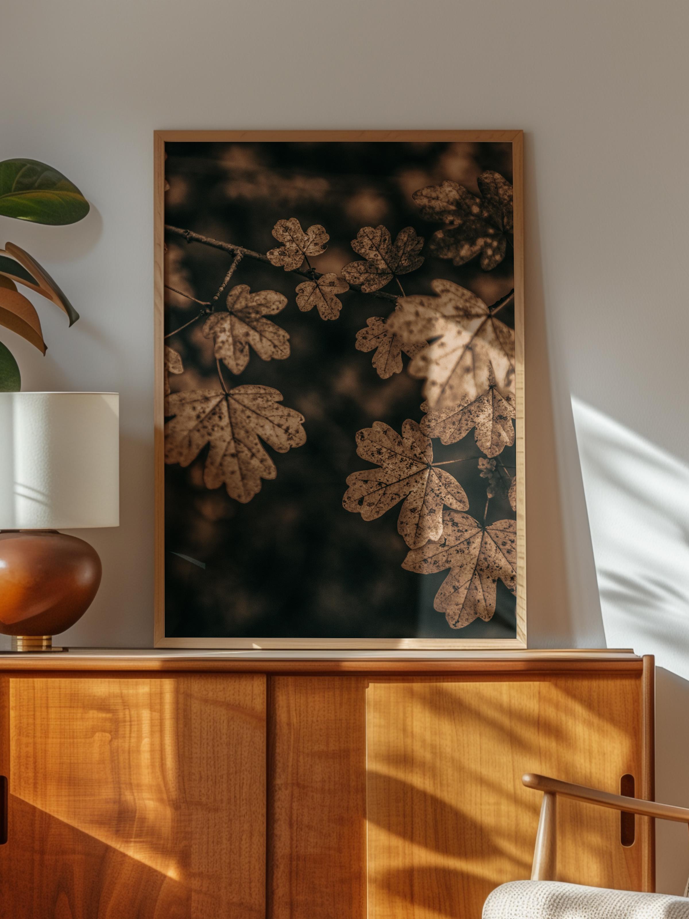 Rustic Çerçevesiz Poster, İskandinav Kahverengi Poster, NO:474 Yapraklar Fotoğraf