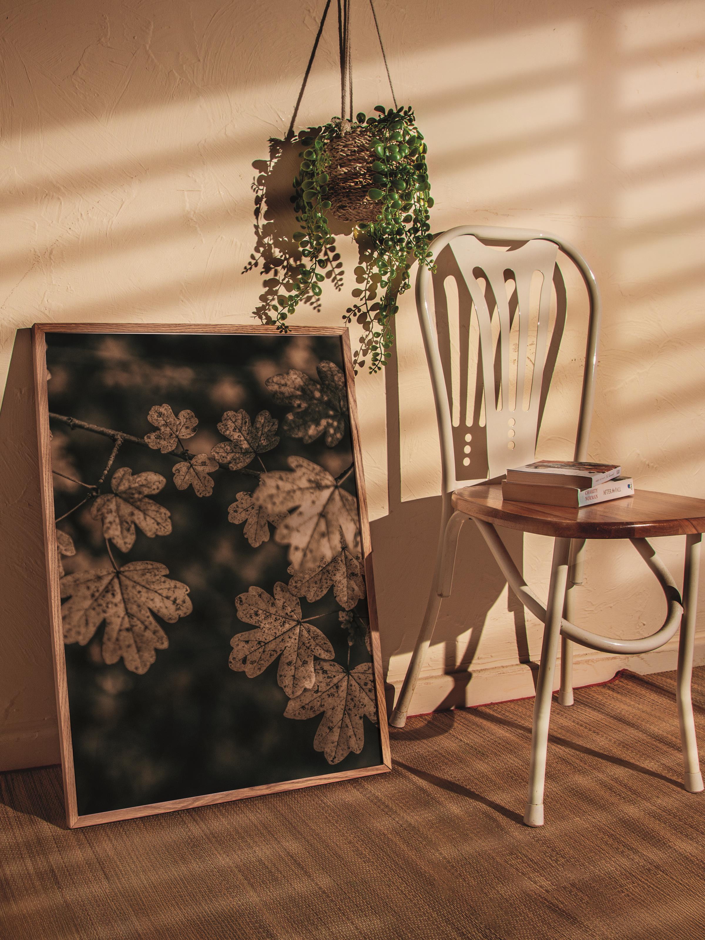 Rustic Çerçevesiz Poster, İskandinav Kahverengi Poster, NO:474 Yapraklar Fotoğraf