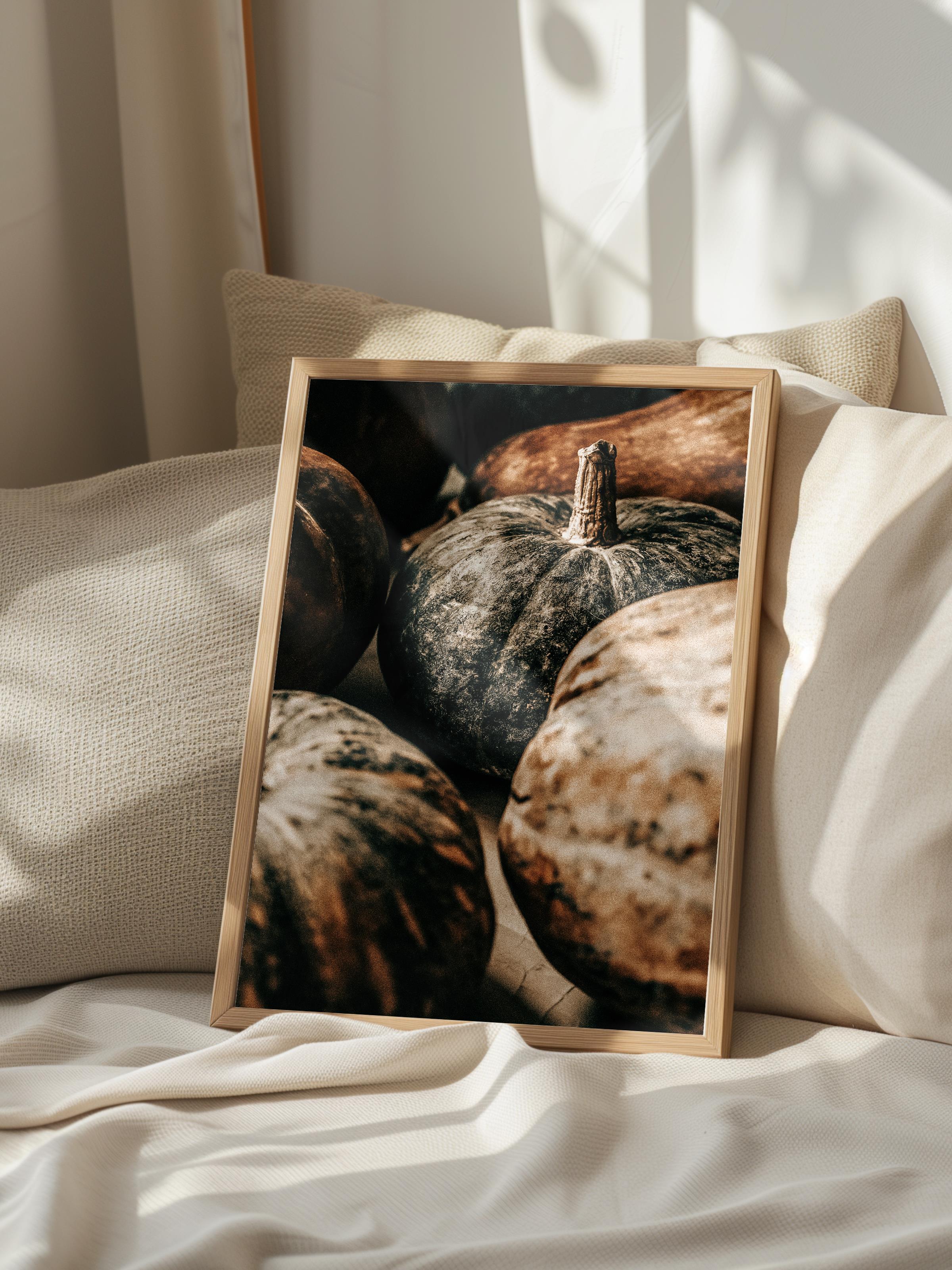 Rustic Çerçevesiz Poster, İskandinav Kahverengi Poster, NO:484 Kabaklar Fotoğraf