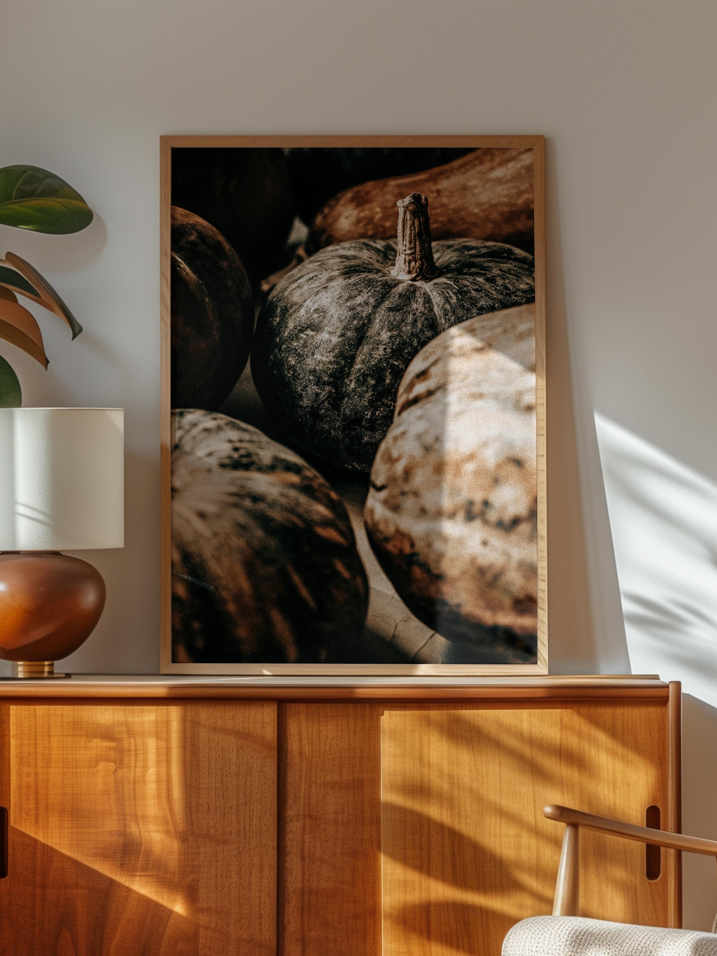 Rustic Çerçevesiz Poster, İskandinav Kahverengi Poster, NO:484 Kabaklar Fotoğraf