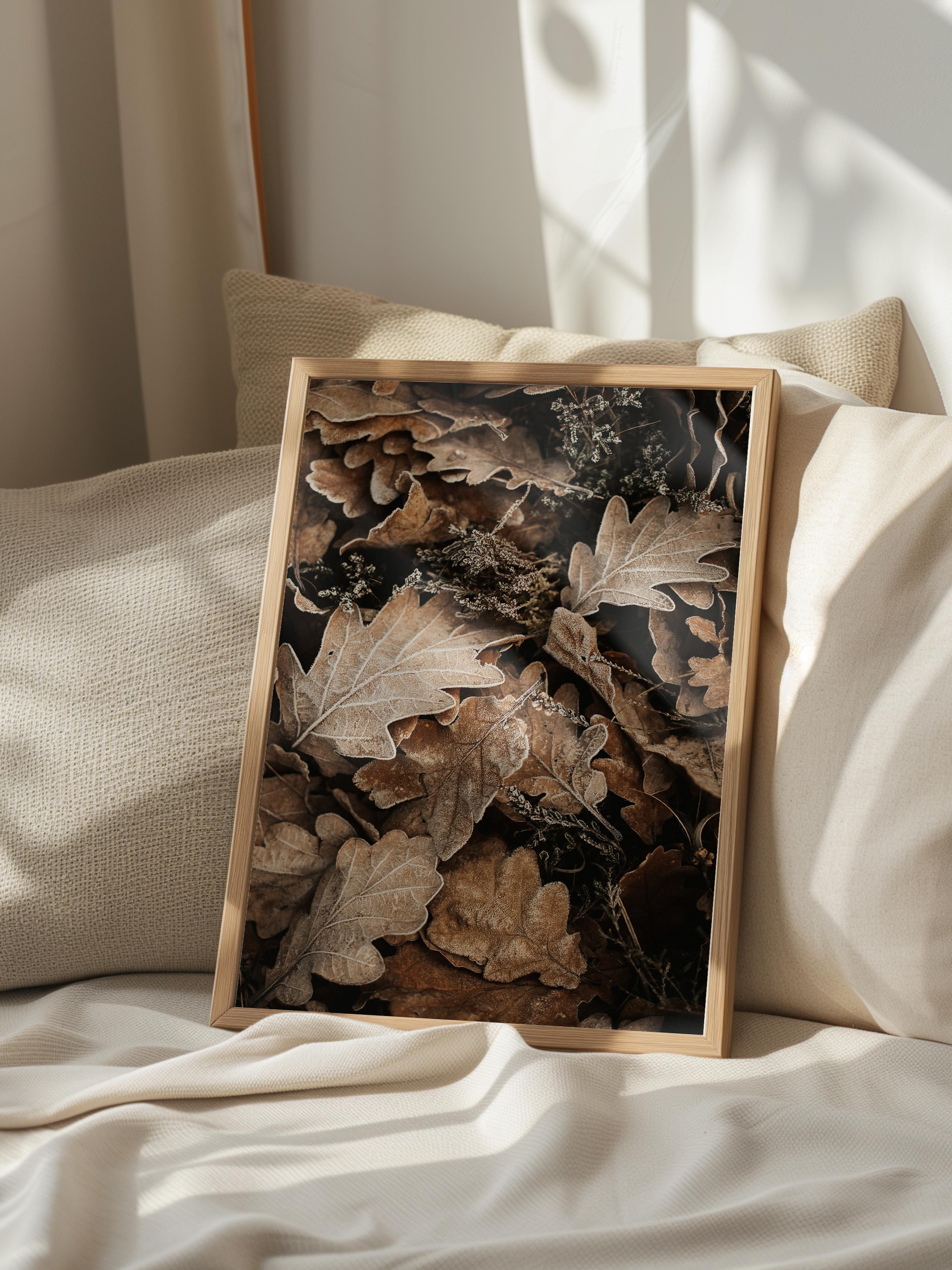 Rustic Çerçevesiz Poster, İskandinav Kahverengi Poster, NO:485 Yapraklar Fotoğraf