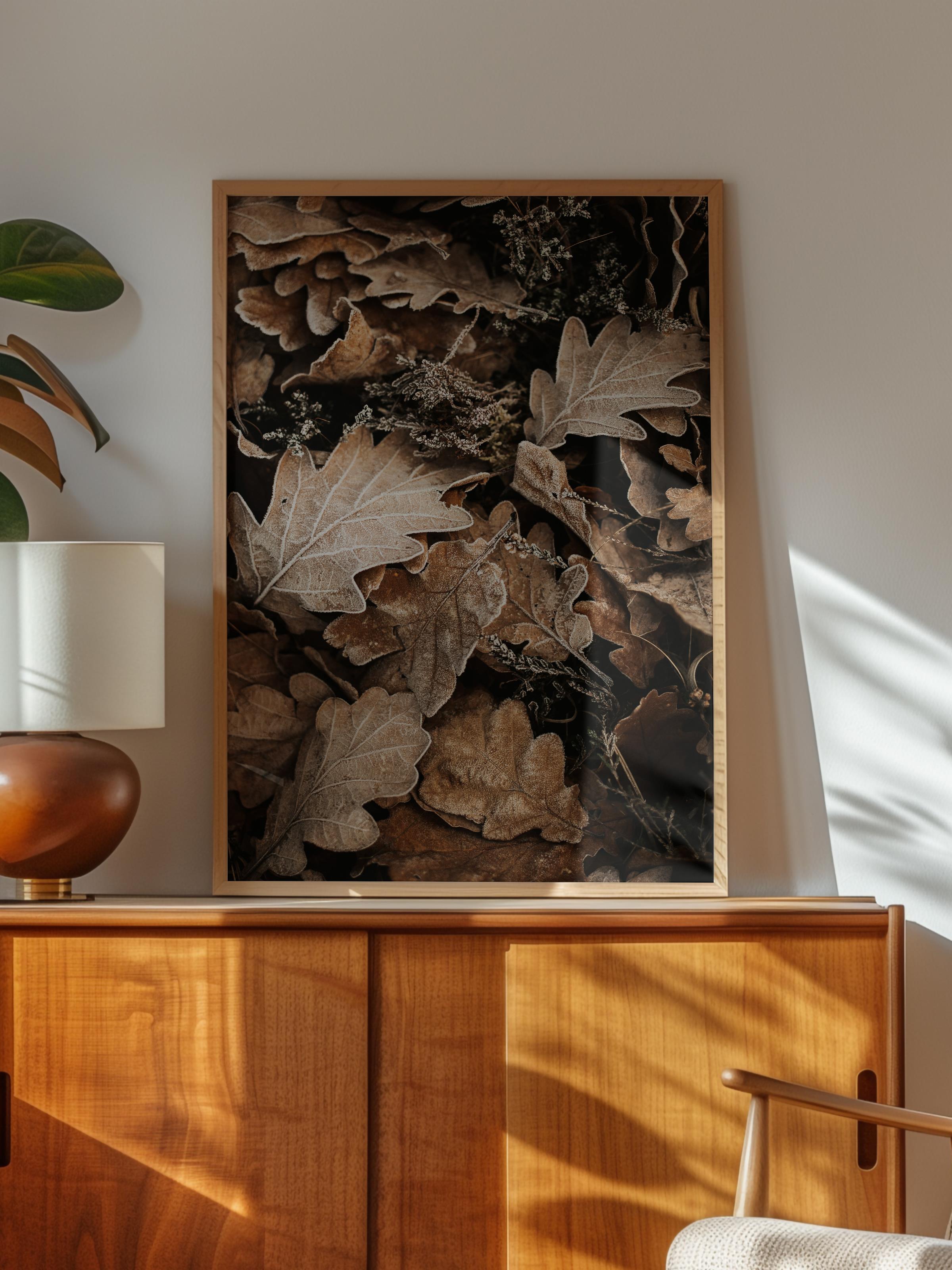 Rustic Çerçevesiz Poster, İskandinav Kahverengi Poster, NO:485 Yapraklar Fotoğraf