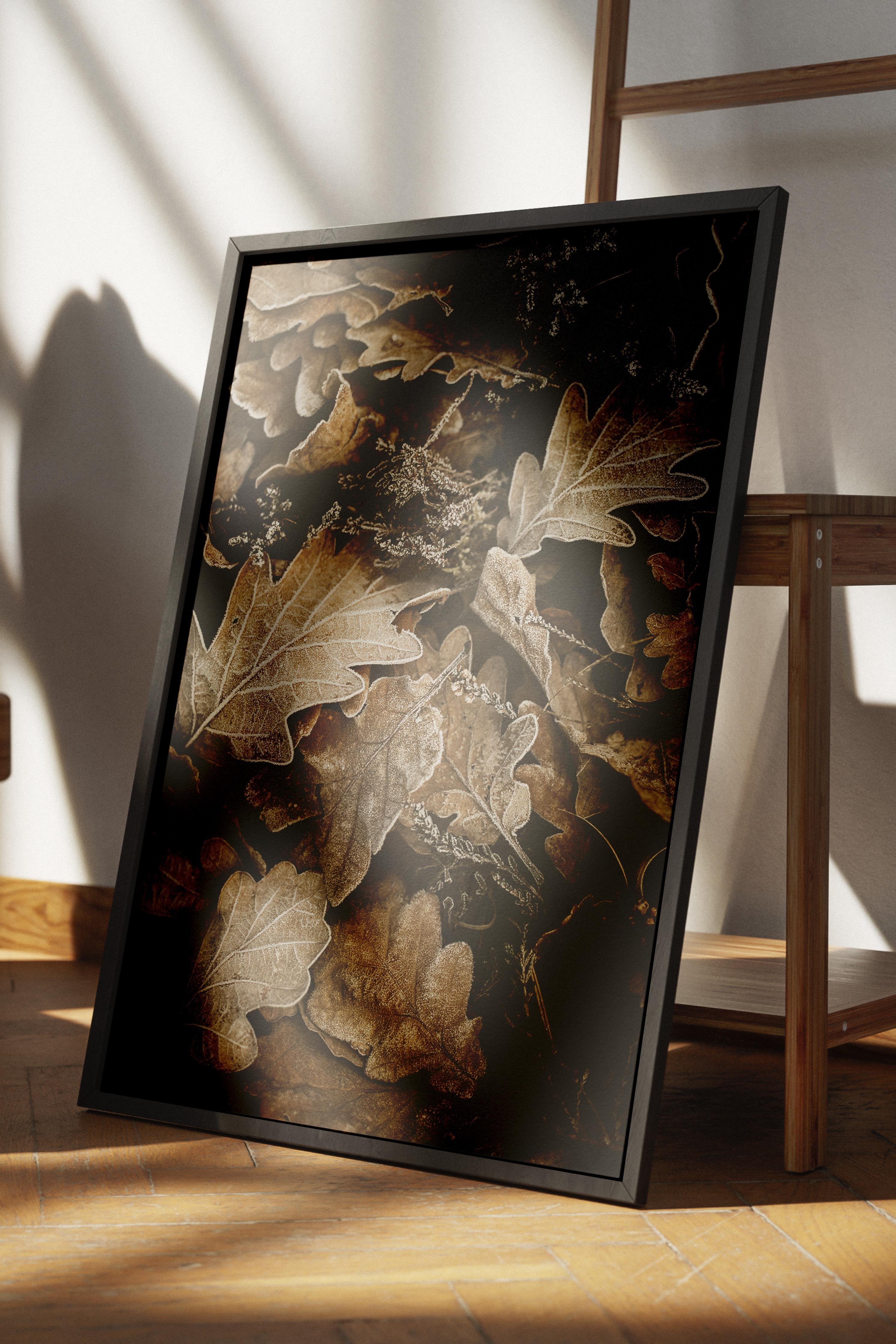 Rustic Çerçevesiz Poster, İskandinav Kahverengi Poster, NO:485 Yapraklar Fotoğraf