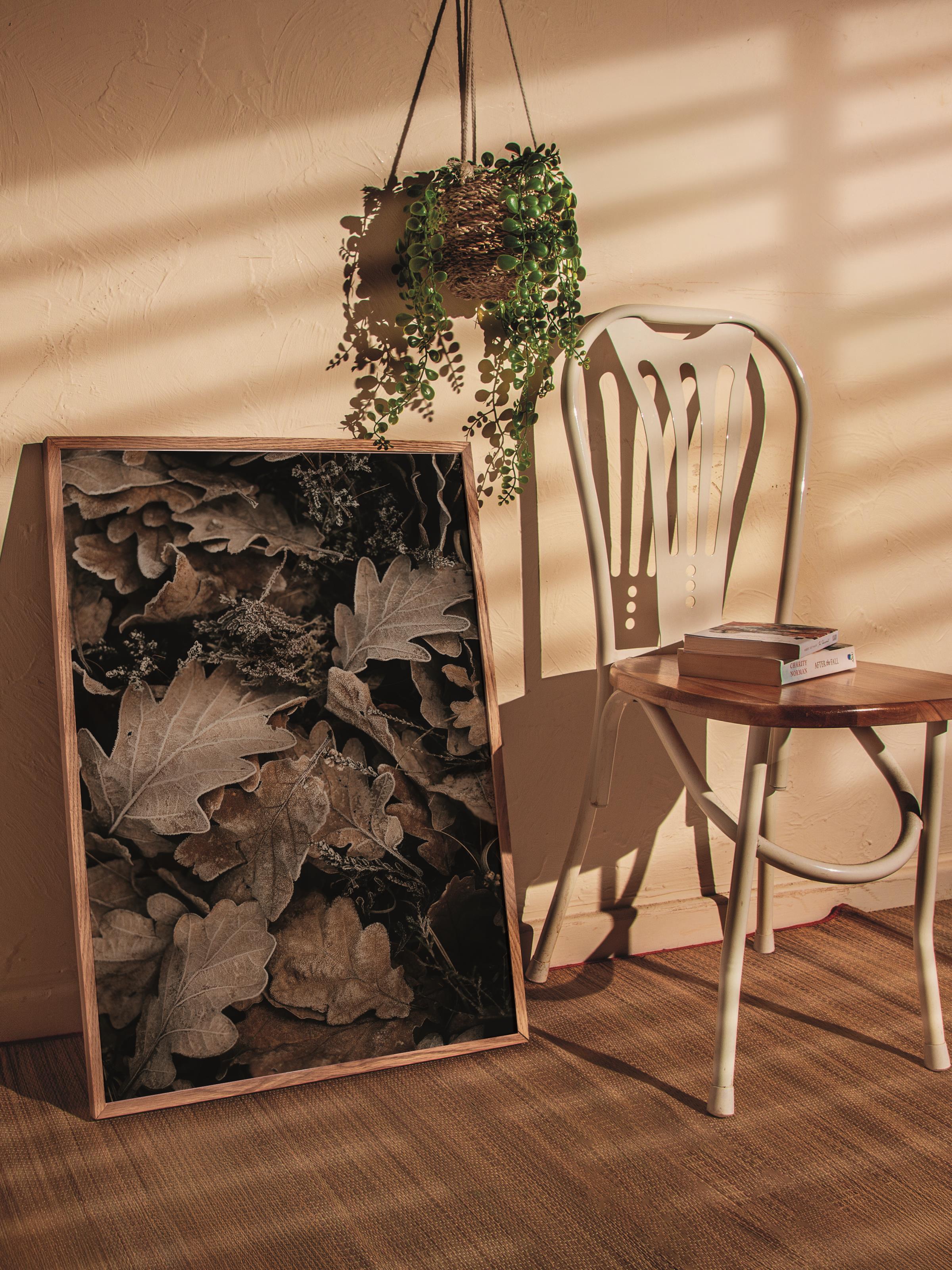 Rustic Çerçevesiz Poster, İskandinav Kahverengi Poster, NO:485 Yapraklar Fotoğraf