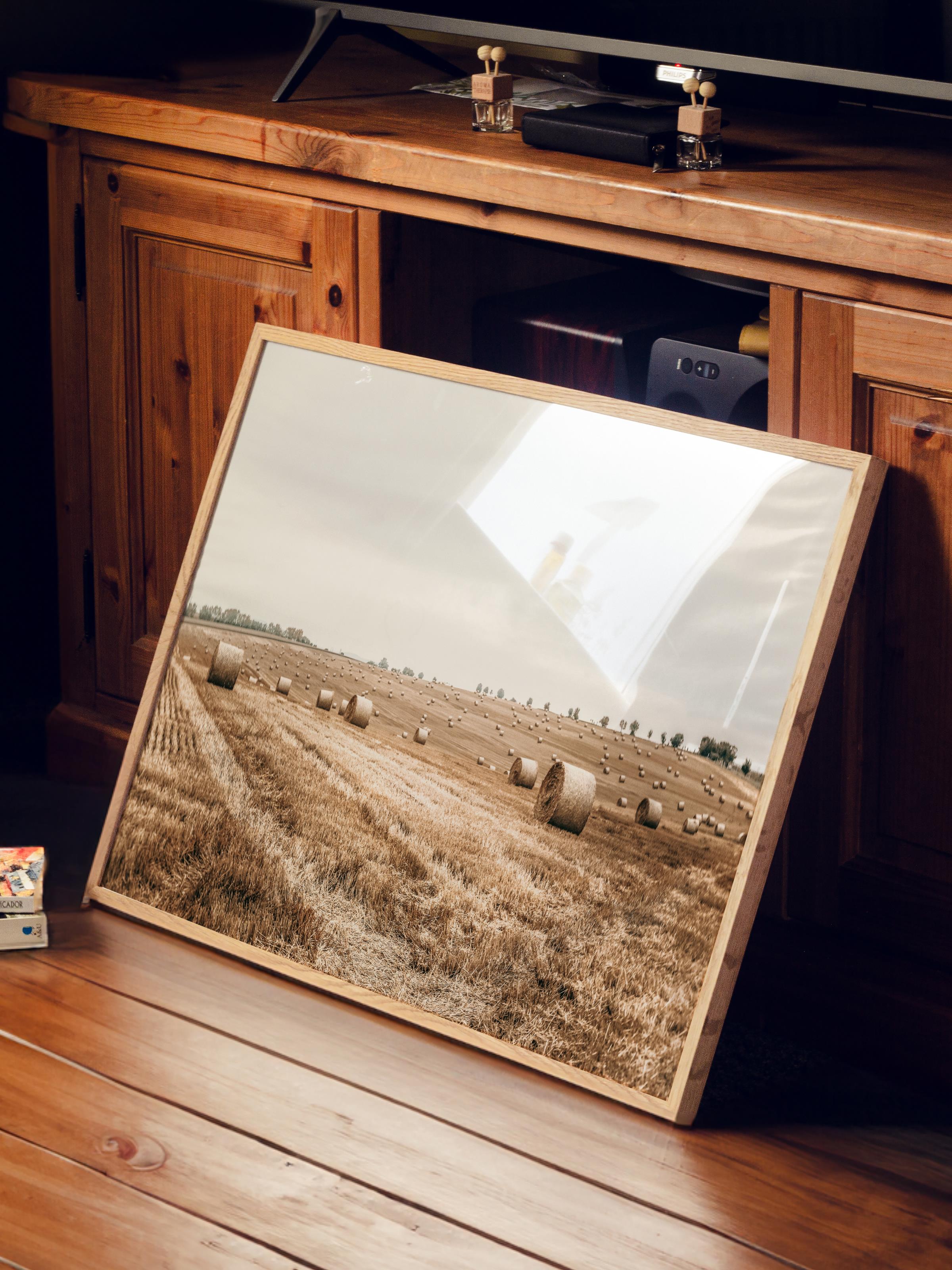Rustic Çerçevesiz Poster, İskandinav Kahverengi Tablo, NO:498 Tarla Fotoğraf