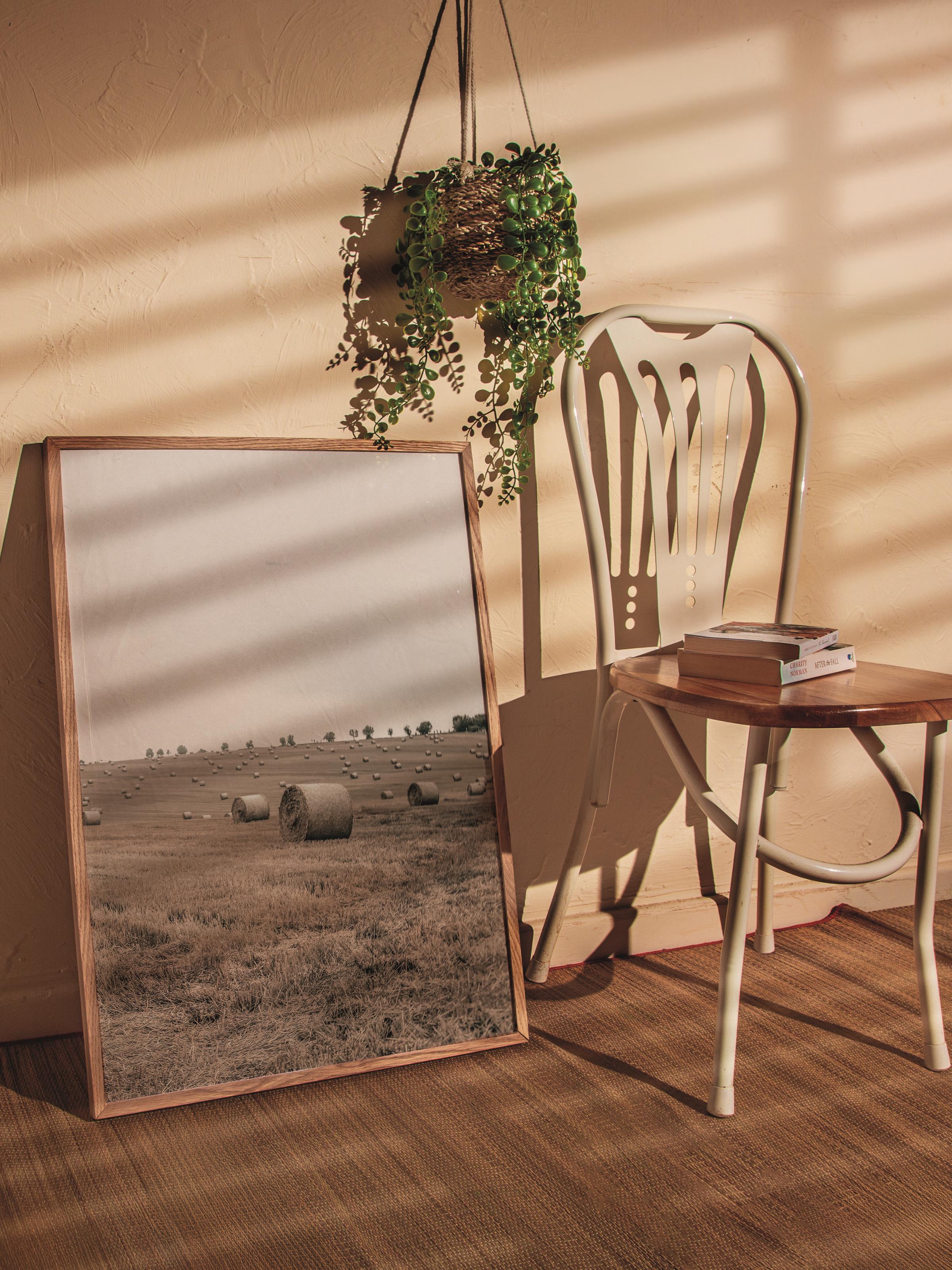 Rustic Çerçevesiz Poster, İskandinav Kahverengi Poster, NO:50 Kır Çiçekleri Fotoğraf, Dikey