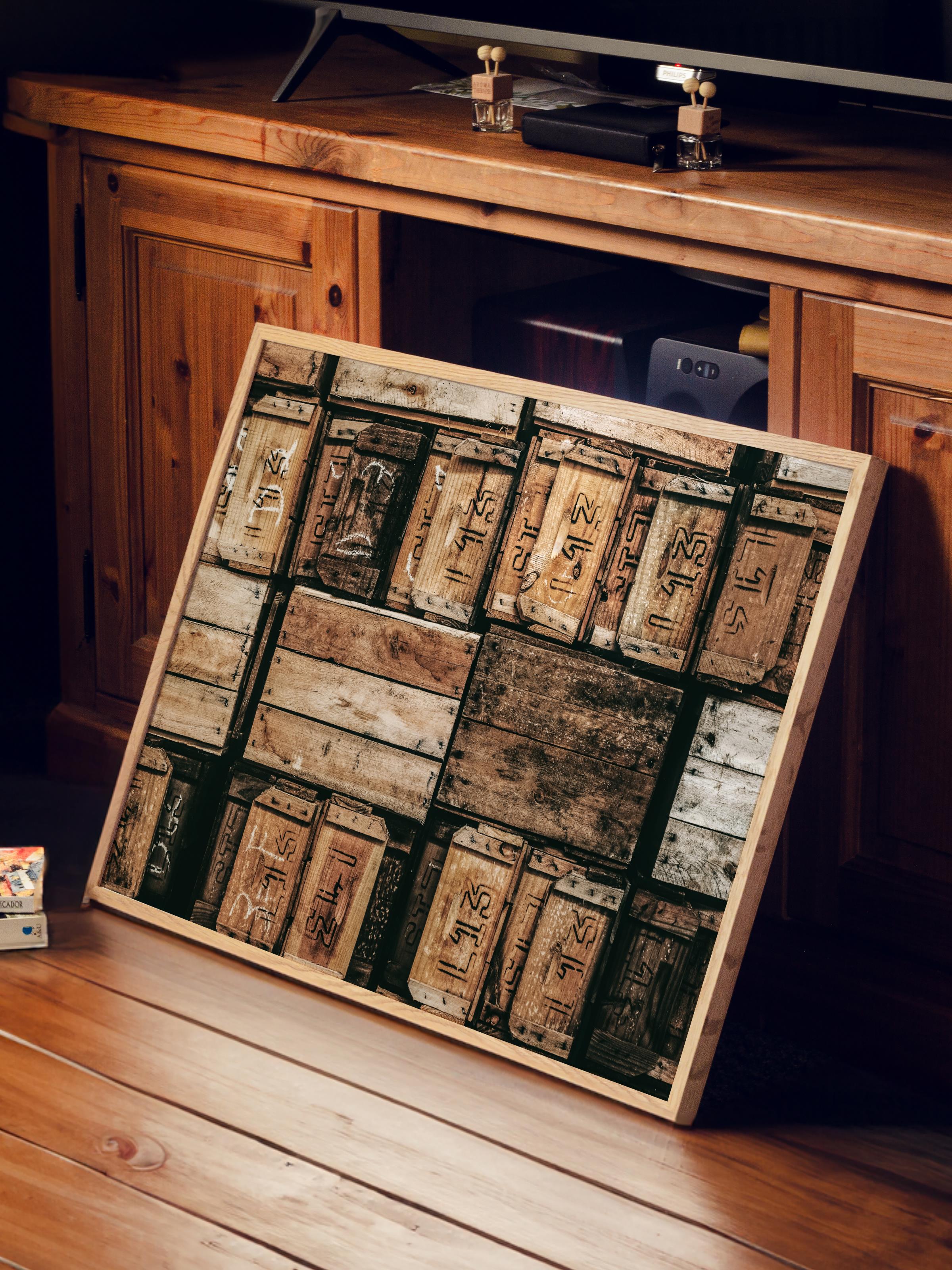 Rustic Çerçevesiz Poster, İskandinav Kahverengi Tablo, NO:503 Kasalar Fotoğraf