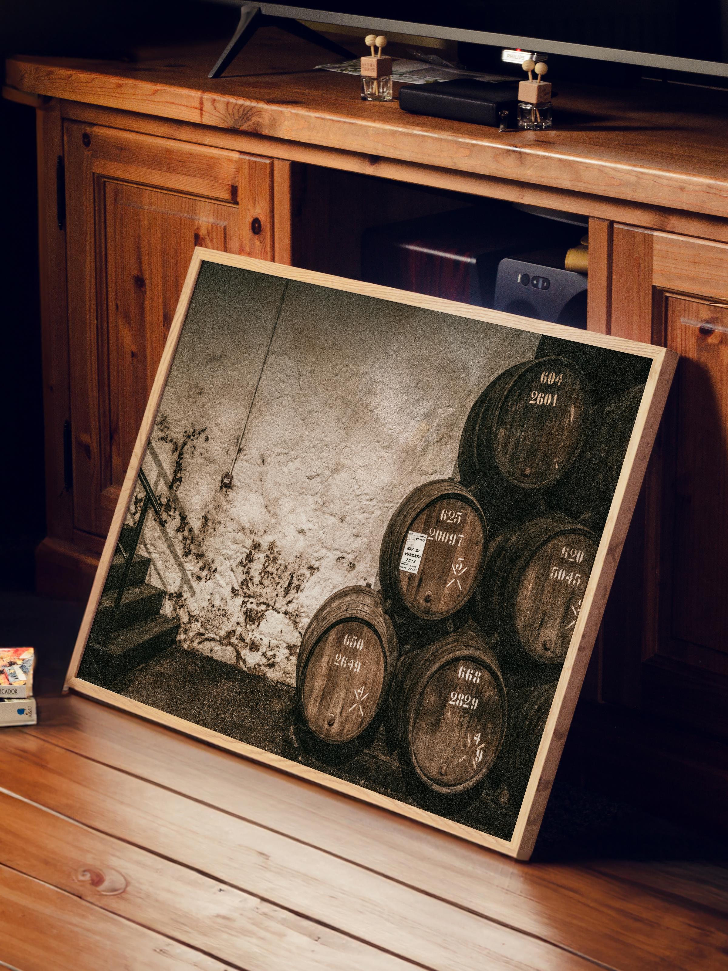 Rustic Çerçevesiz Poster, İskandinav Kahverengi Tablo, NO:504 Fıçı Fotoğraf