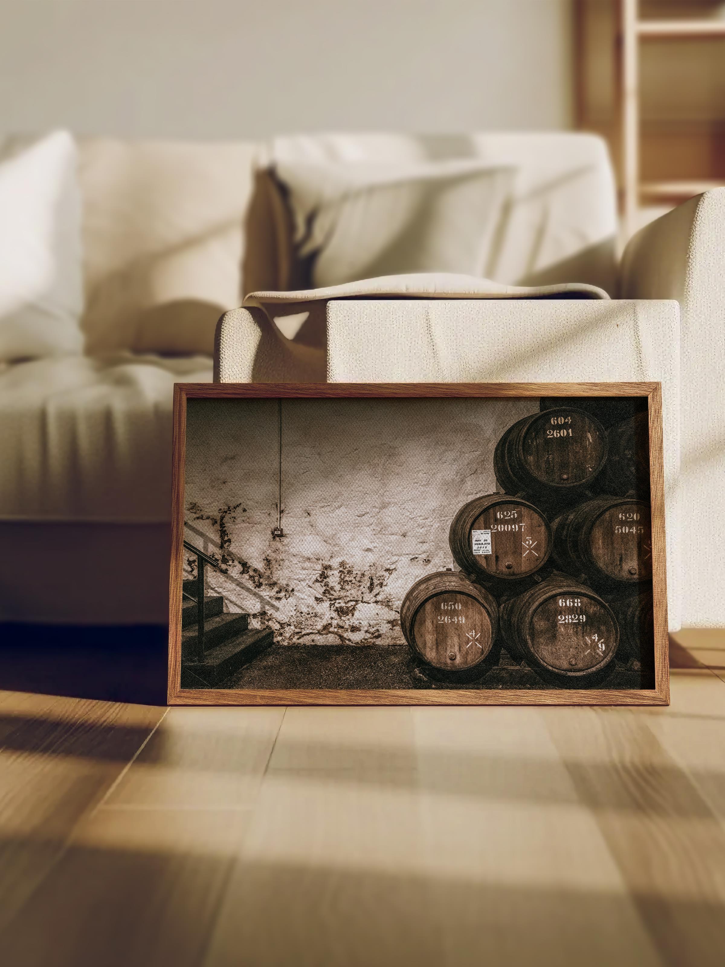 Rustic Çerçevesiz Poster, İskandinav Kahverengi Tablo, NO:504 Fıçı Fotoğraf