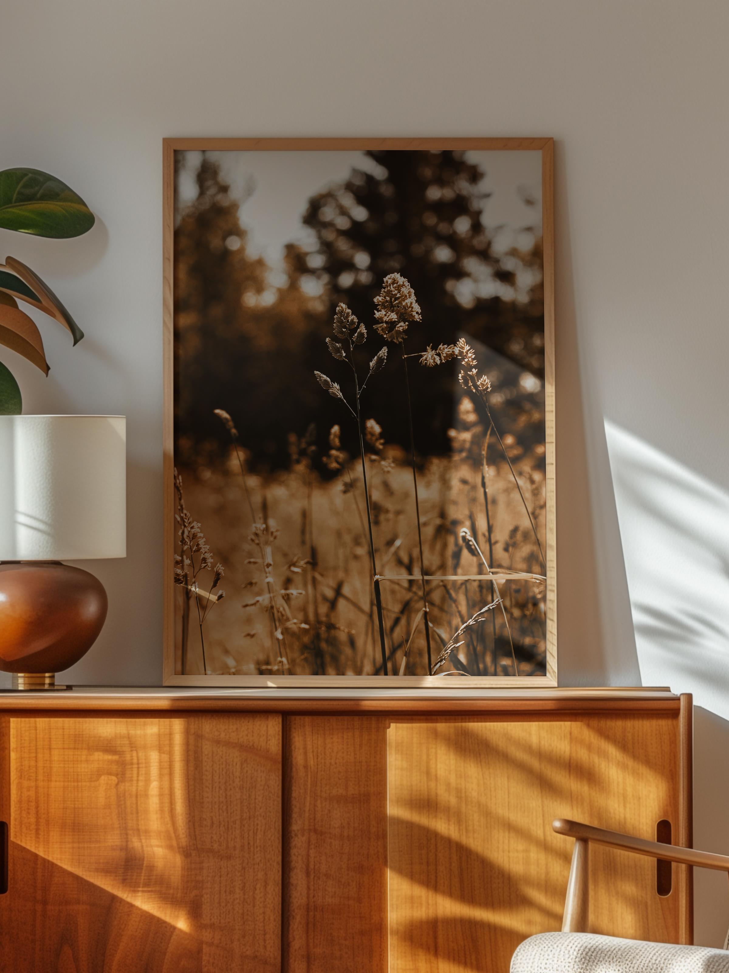 Rustic Çerçevesiz Poster, İskandinav Kahverengi Poster, NO:54 Güz Manzarası Fotoğraf, Dikey