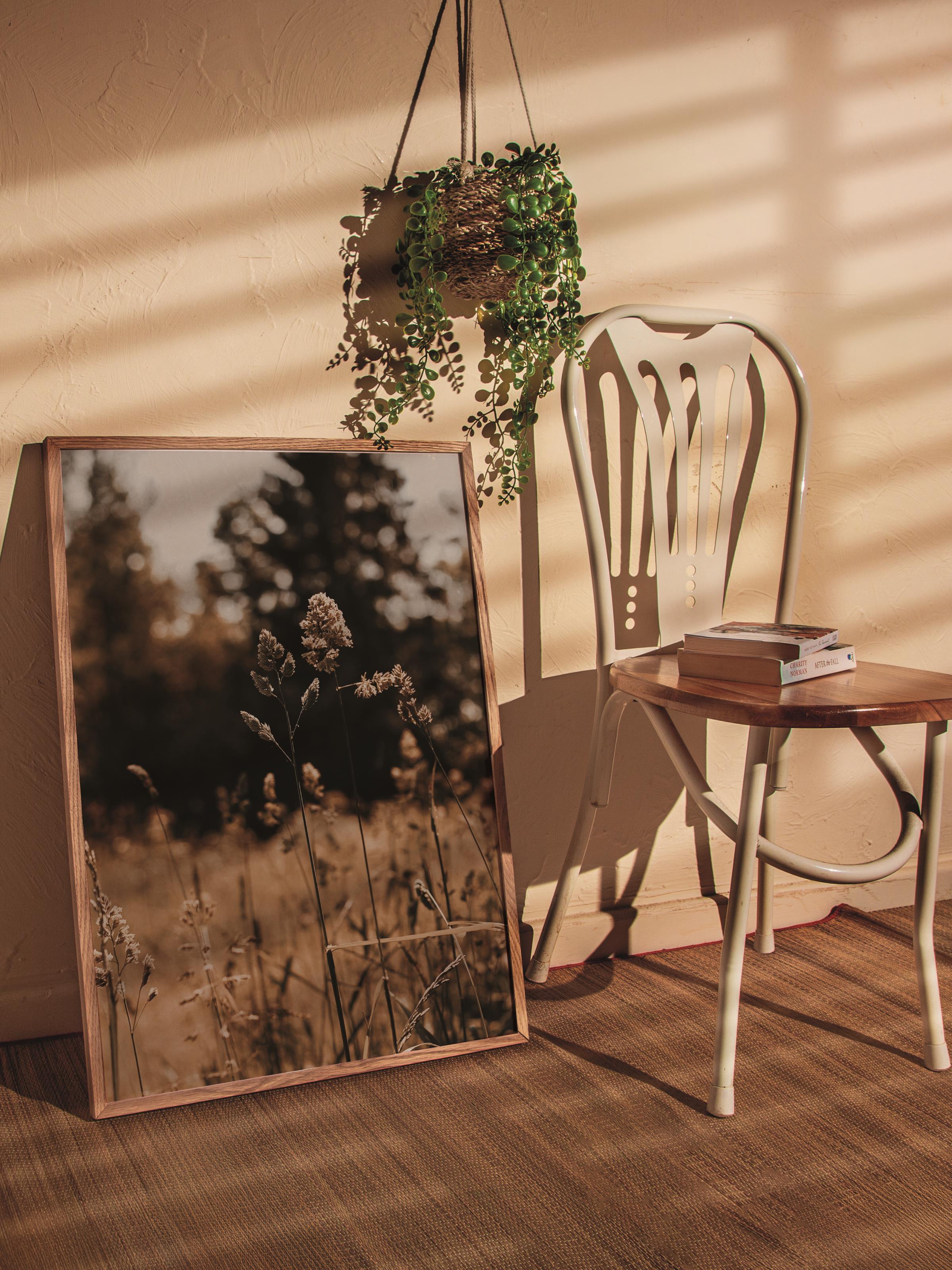 Rustic Çerçevesiz Poster, İskandinav Kahverengi Poster, NO:54 Güz Manzarası Fotoğraf, Dikey