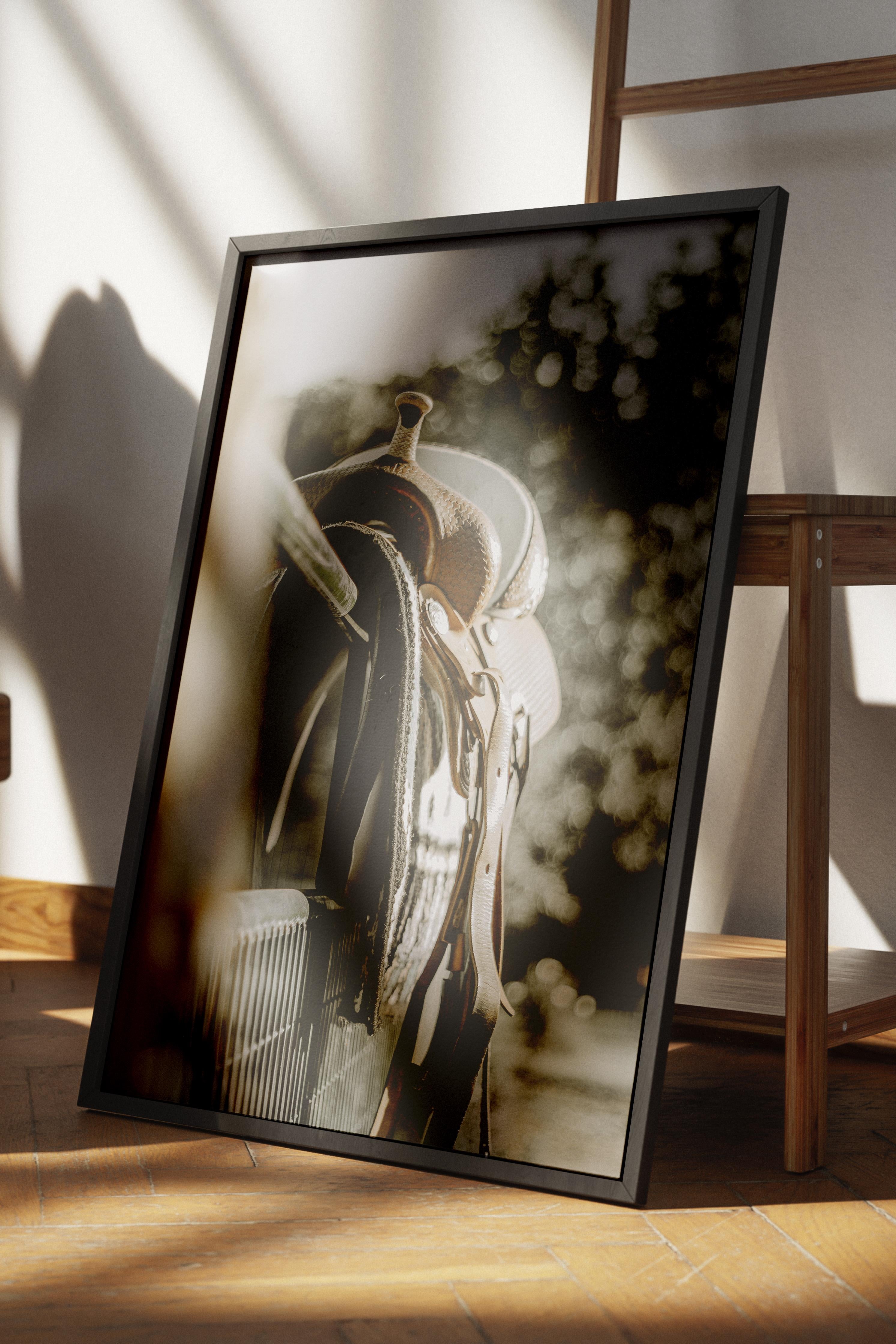 Rustic Çerçevesiz Poster, İskandinav Kahverengi Poster, NO:58 Atın Eyer Takımı Fotoğraf, Dikey