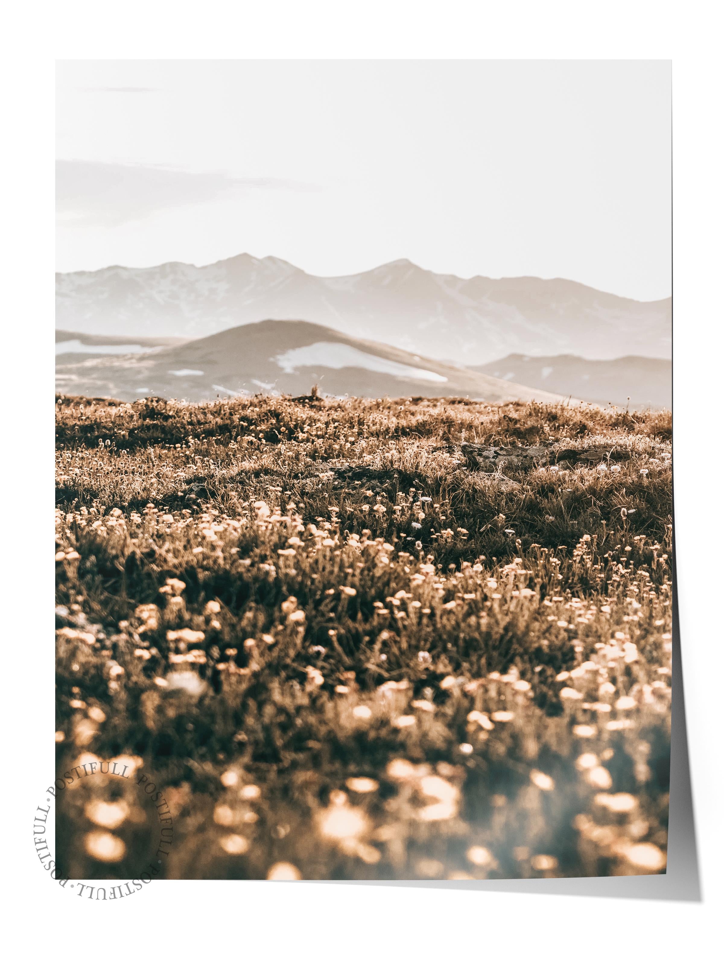 Rustic Çerçevesiz Poster, İskandinav Kahverengi Poster, NO:61 Dağ Manzarası Fotoğraf, Dikey