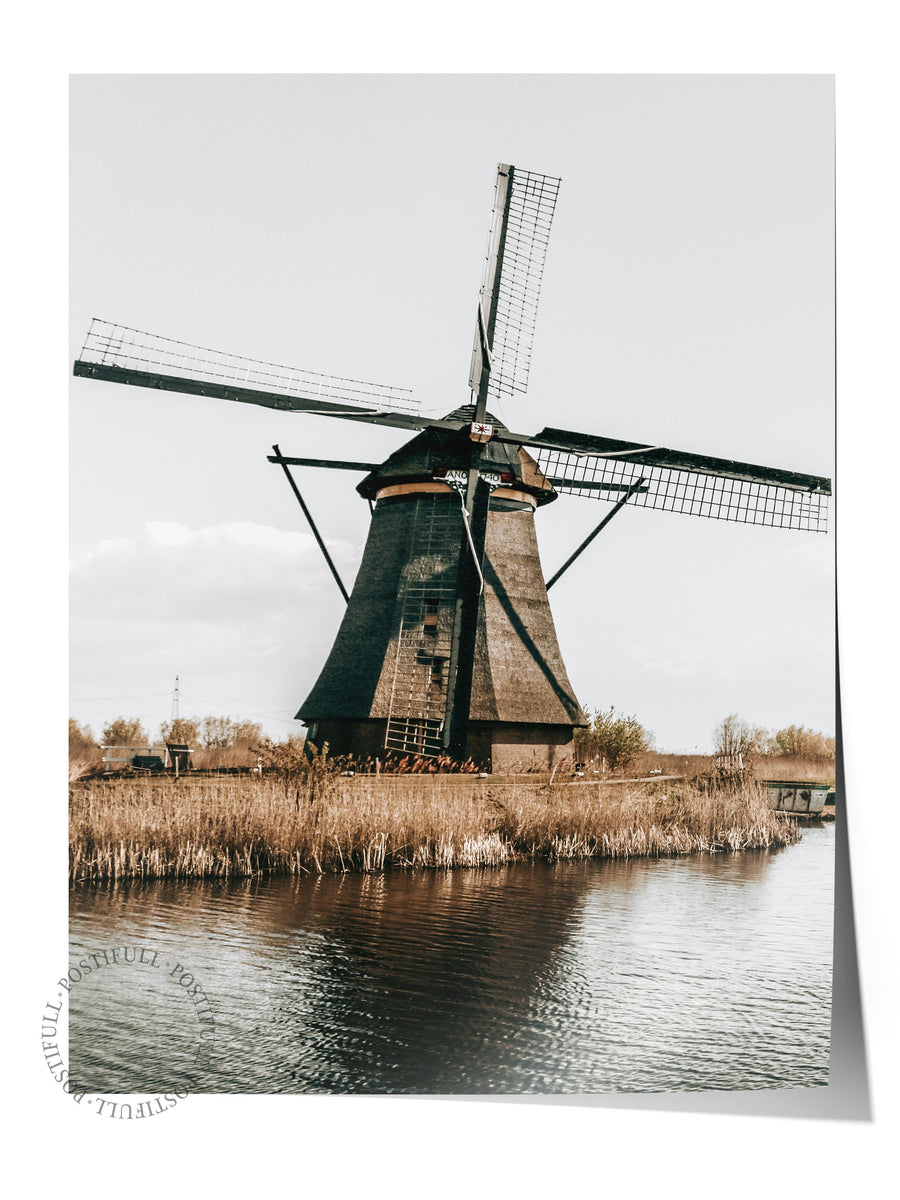 Hollanda Yel Değirmeni Rustic Çerçevesiz Poster