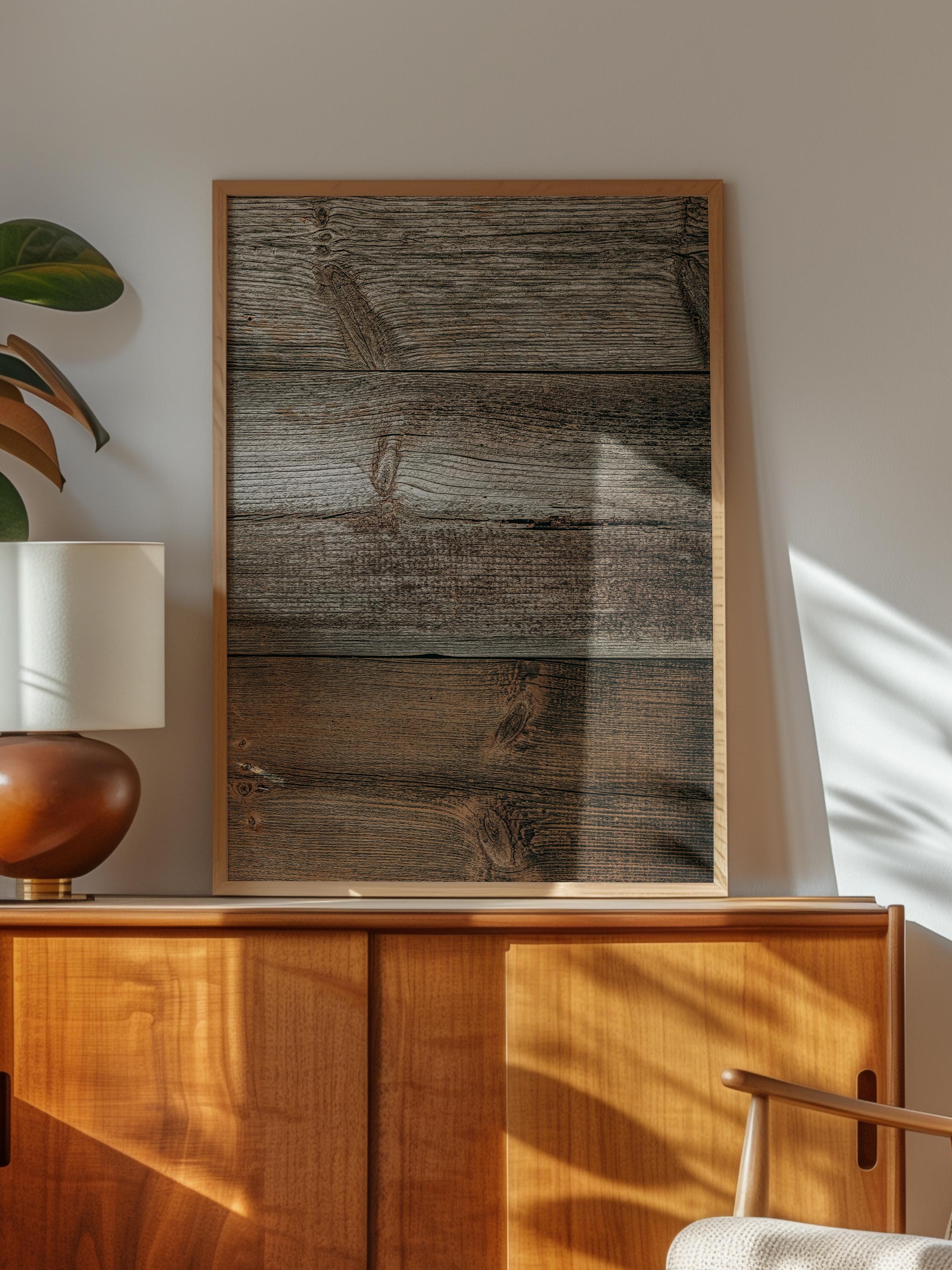 Rustic Çerçevesiz Poster, İskandinav Kahverengi Poster, NO:67 Ahşap Doku Fotoğraf, Dikey