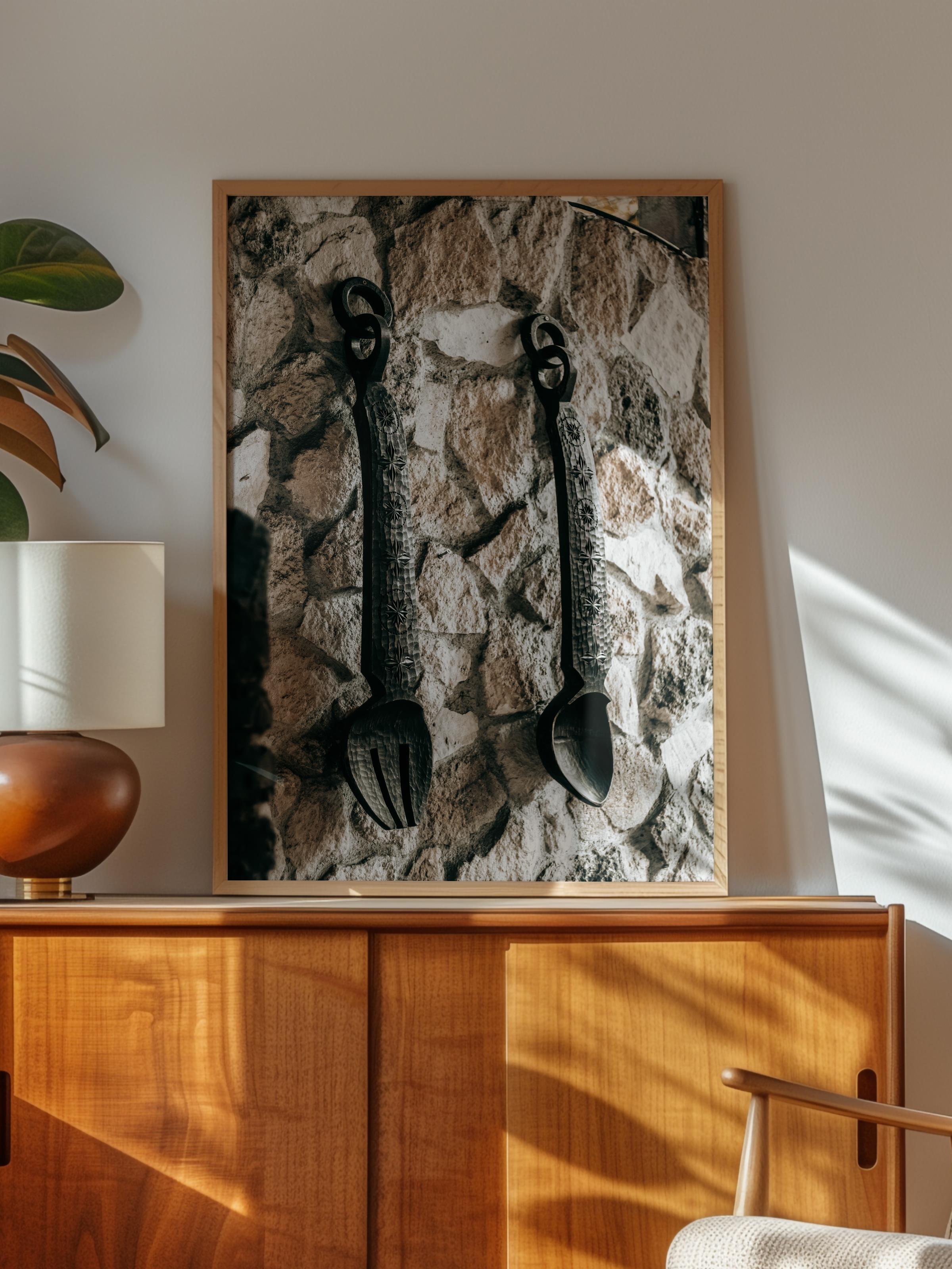 Rustic Çerçevesiz Poster, İskandinav Kahverengi Poster, NO:69 Çiftlik Aletleri Fotoğraf, Dikey