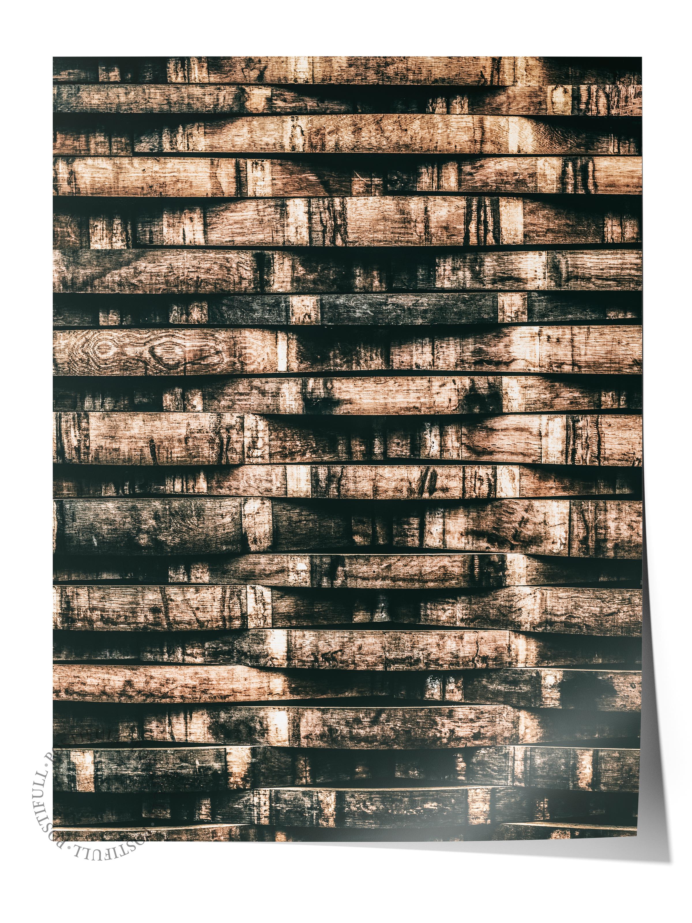 Rustic Çerçevesiz Poster, İskandinav Kahverengi Poster, NO:75 Ahşap Fıçılar Fotoğraf, Dikey