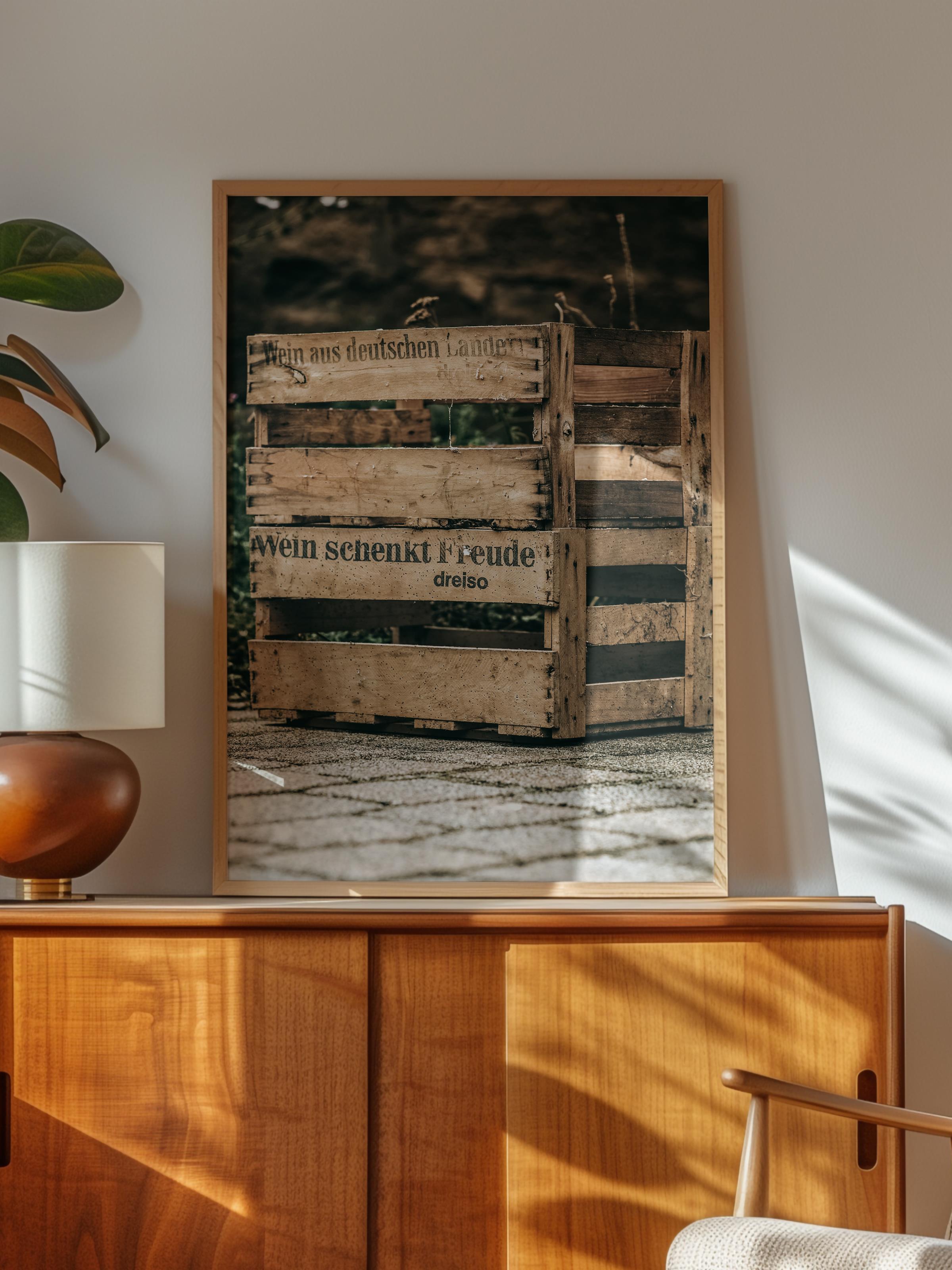 Rustic Çerçevesiz Poster, İskandinav Kahverengi Poster, NO:76 Ahşap Sandıklar Fotoğraf, Dikey