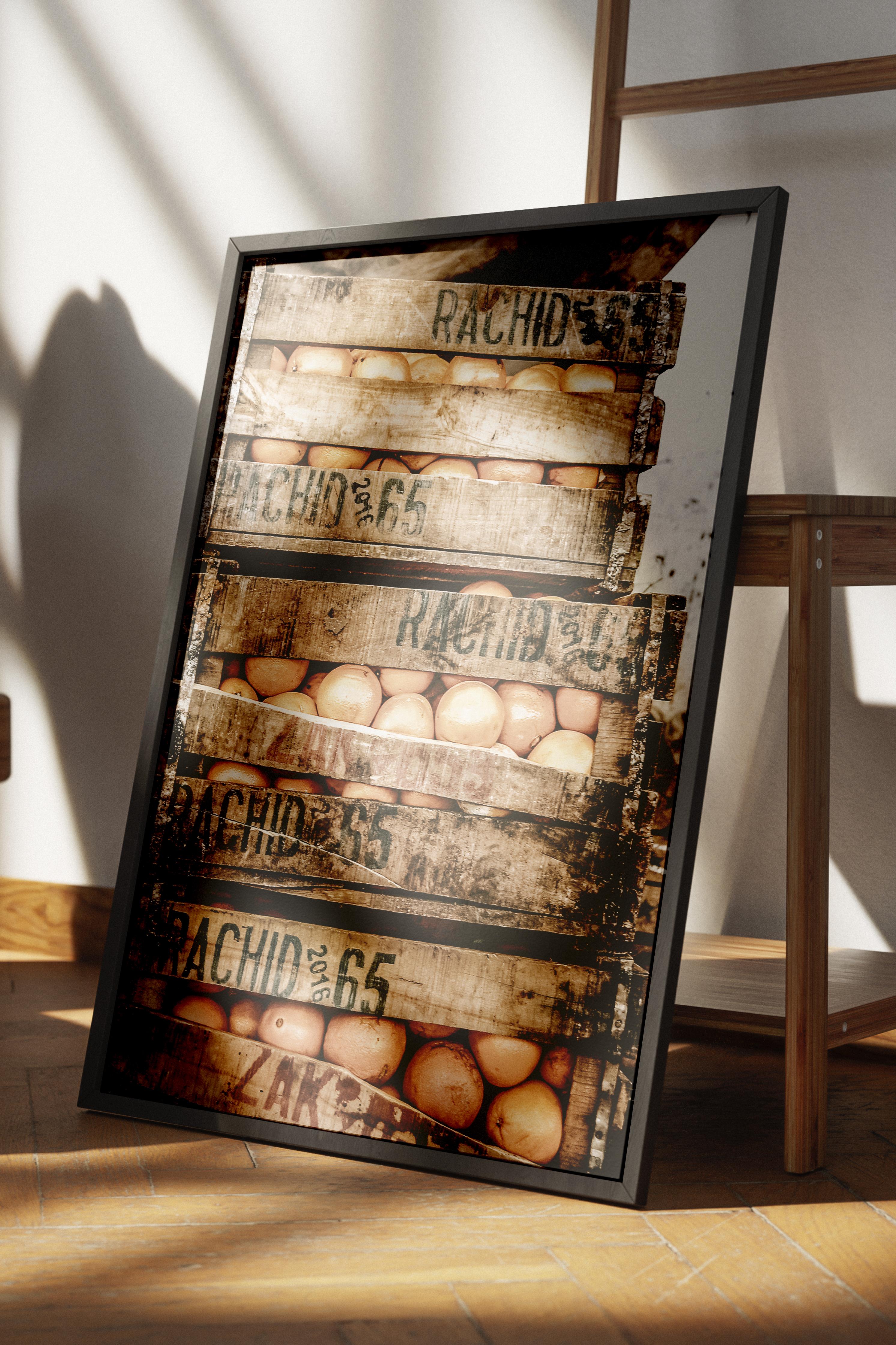 Rustic Çerçevesiz Poster, İskandinav Kahverengi Poster, NO:79 Ahşap Kasalar Fotoğraf, Dikey