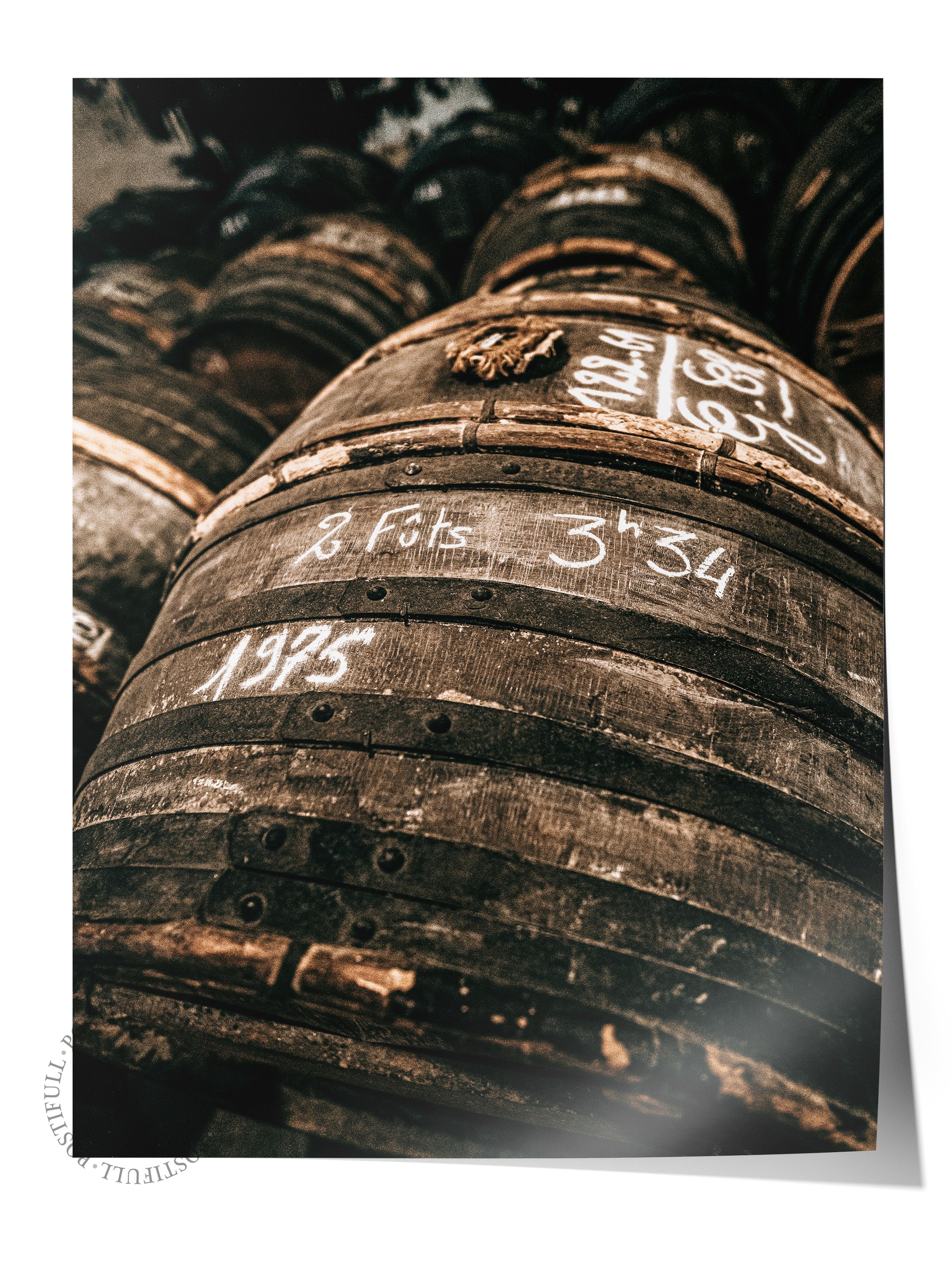 Rustic Çerçevesiz Poster, İskandinav Kahverengi Poster, NO:80 Ahşap Fıçılar Fotoğraf, Dikey