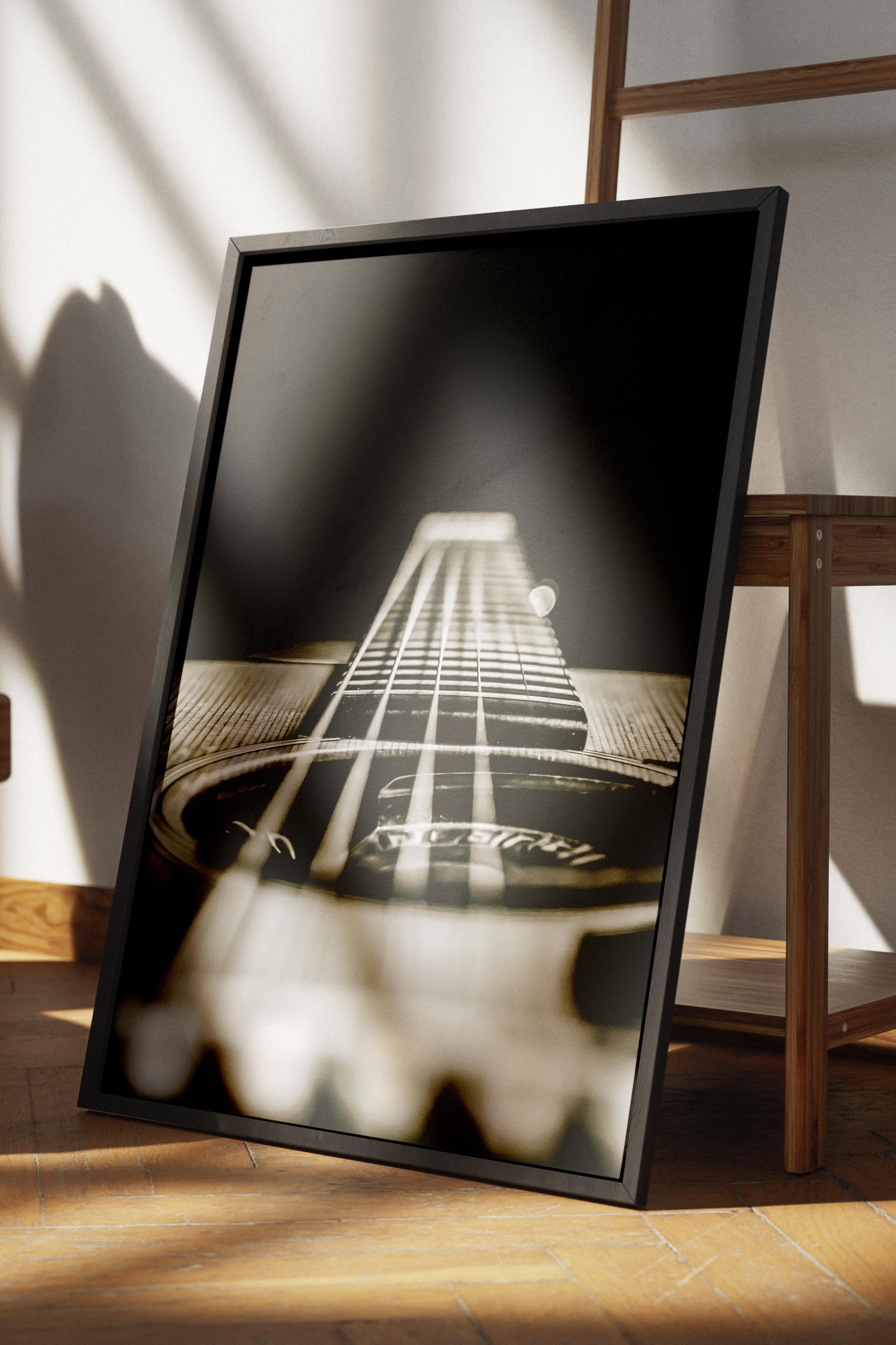 Rustic Çerçevesiz Poster, İskandinav Kahverengi Poster, NO:83 Gitarın Telleri Fotoğraf, Dikey