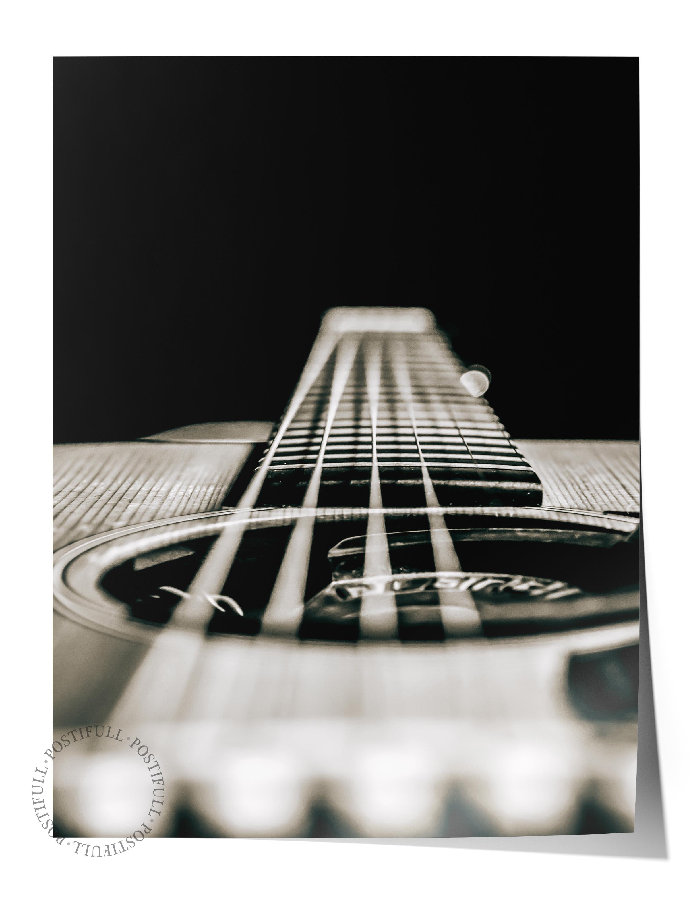 Rustic Çerçevesiz Poster, İskandinav Kahverengi Poster, NO:83 Gitarın Telleri Fotoğraf, Dikey