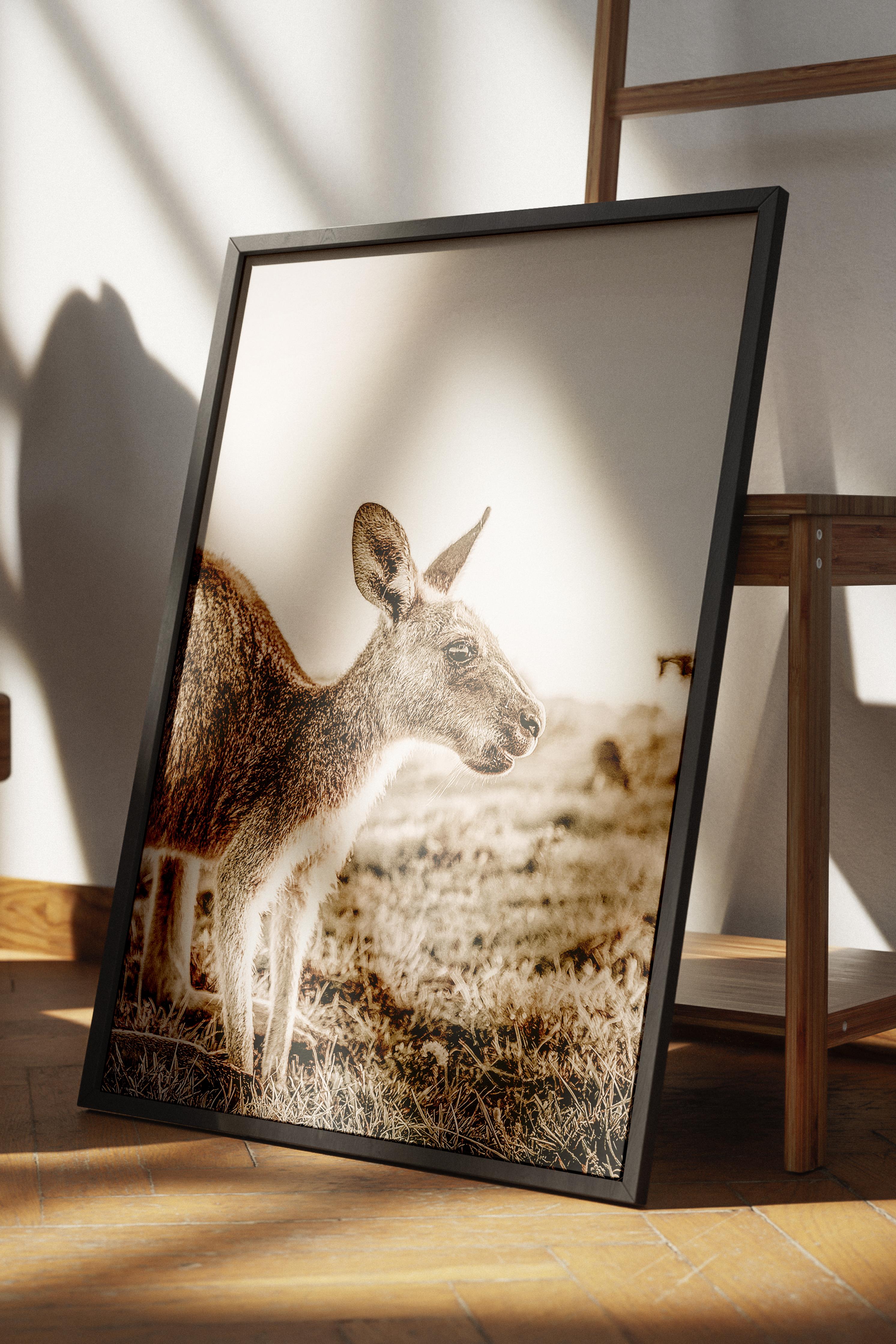 Rustic Çerçevesiz Poster, İskandinav Kahverengi Poster, NO:95 Geyik Fotoğraf, Dikey